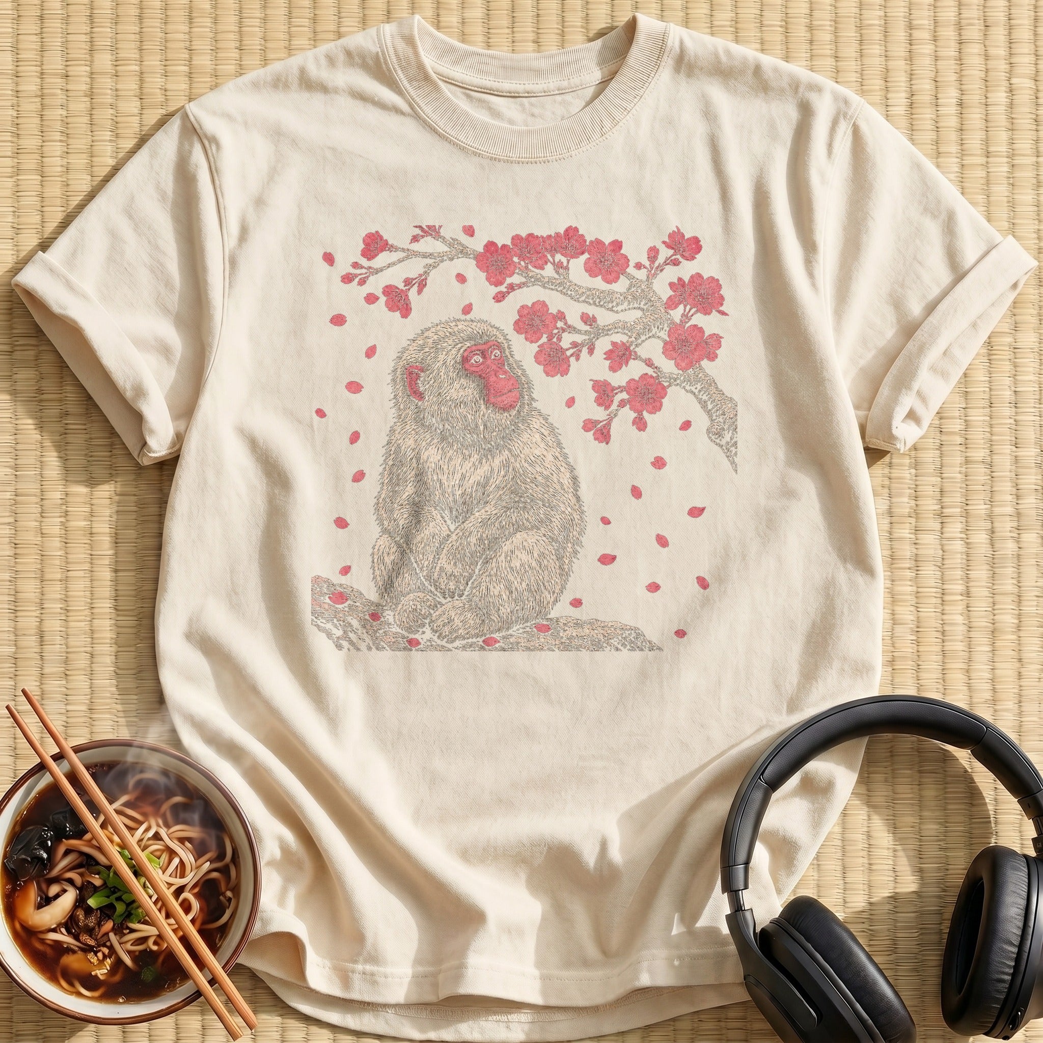White Snow Monkey Cherry Blossoms