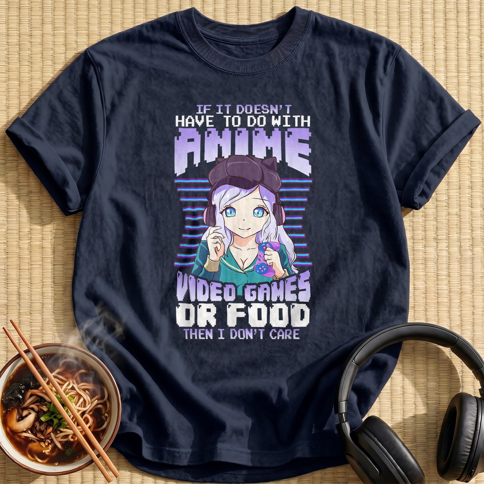 Anime Video Games Or Food Gamer - Navy
