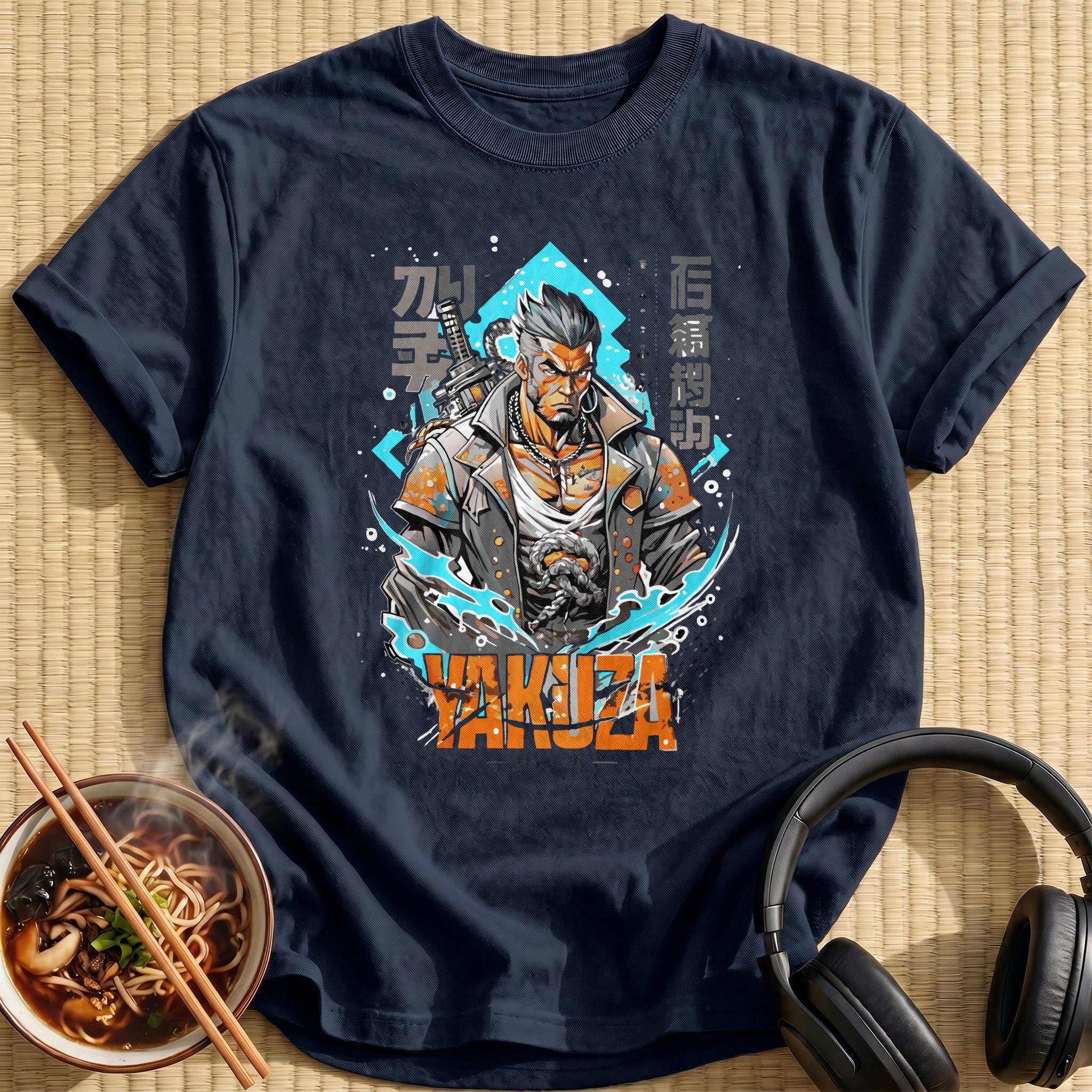 Armed Yakuza Gangster Warrior Portrait - Navy