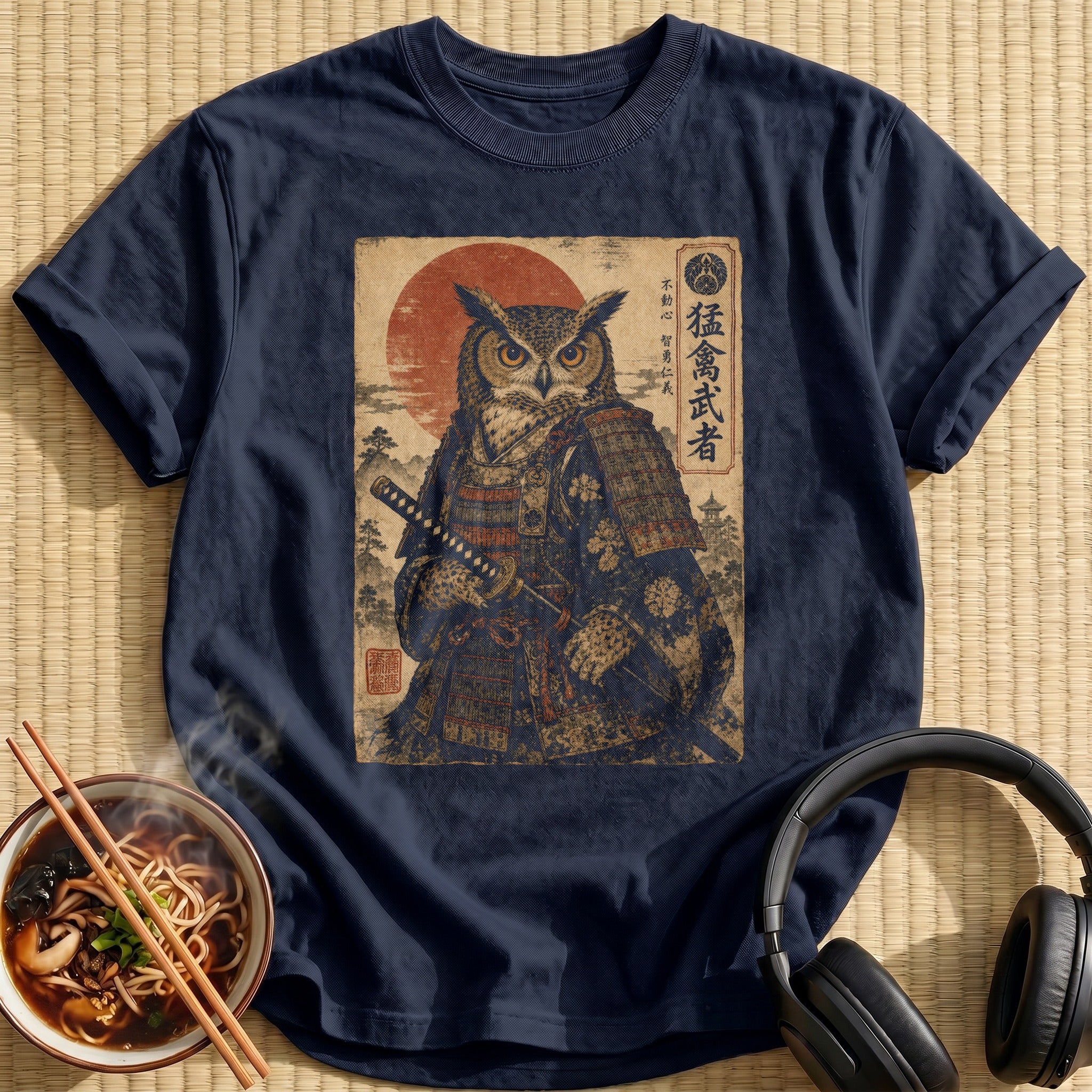 Armored Owl Warrior Japanese Woodblock