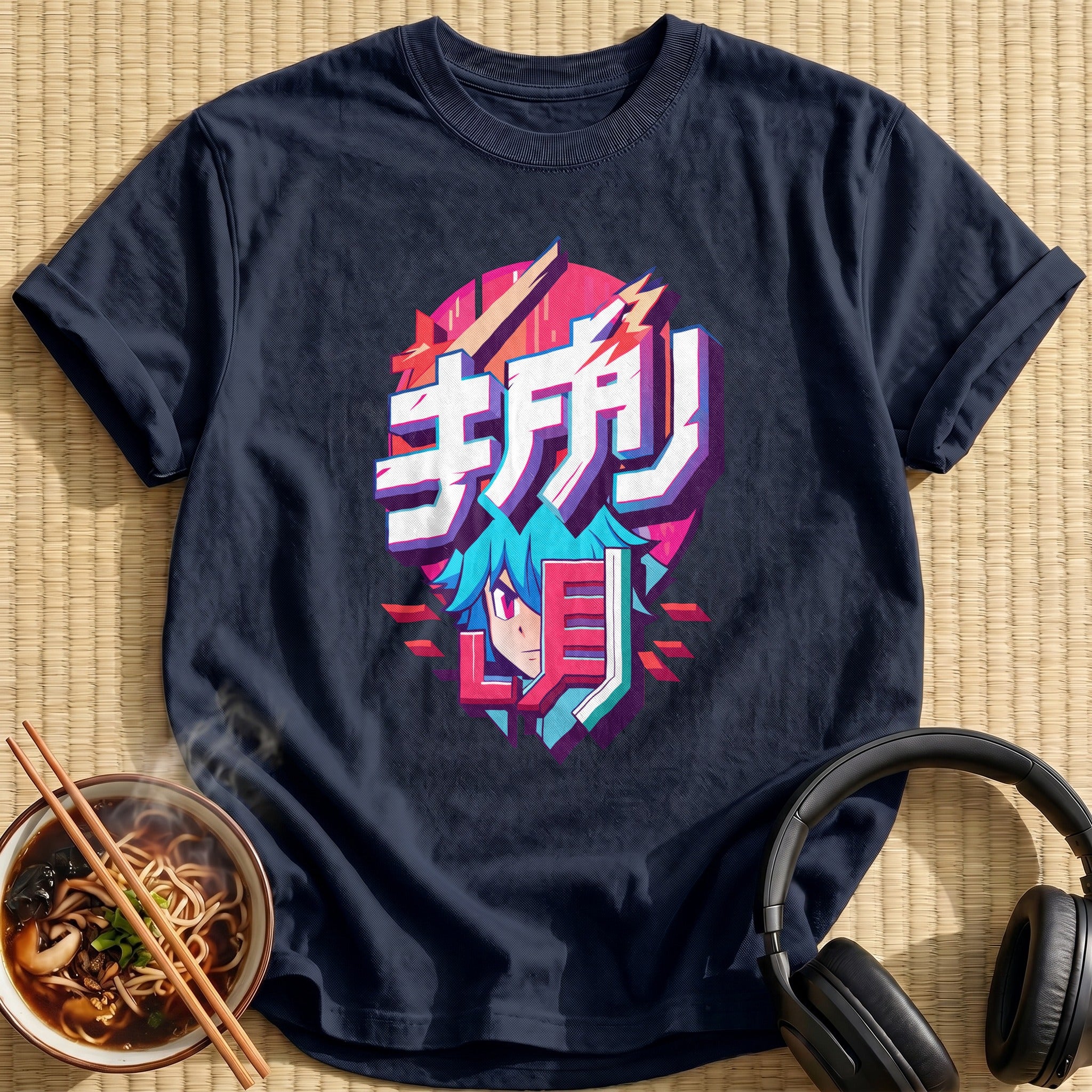 Blue Haired Anime Boy Typography - Navy