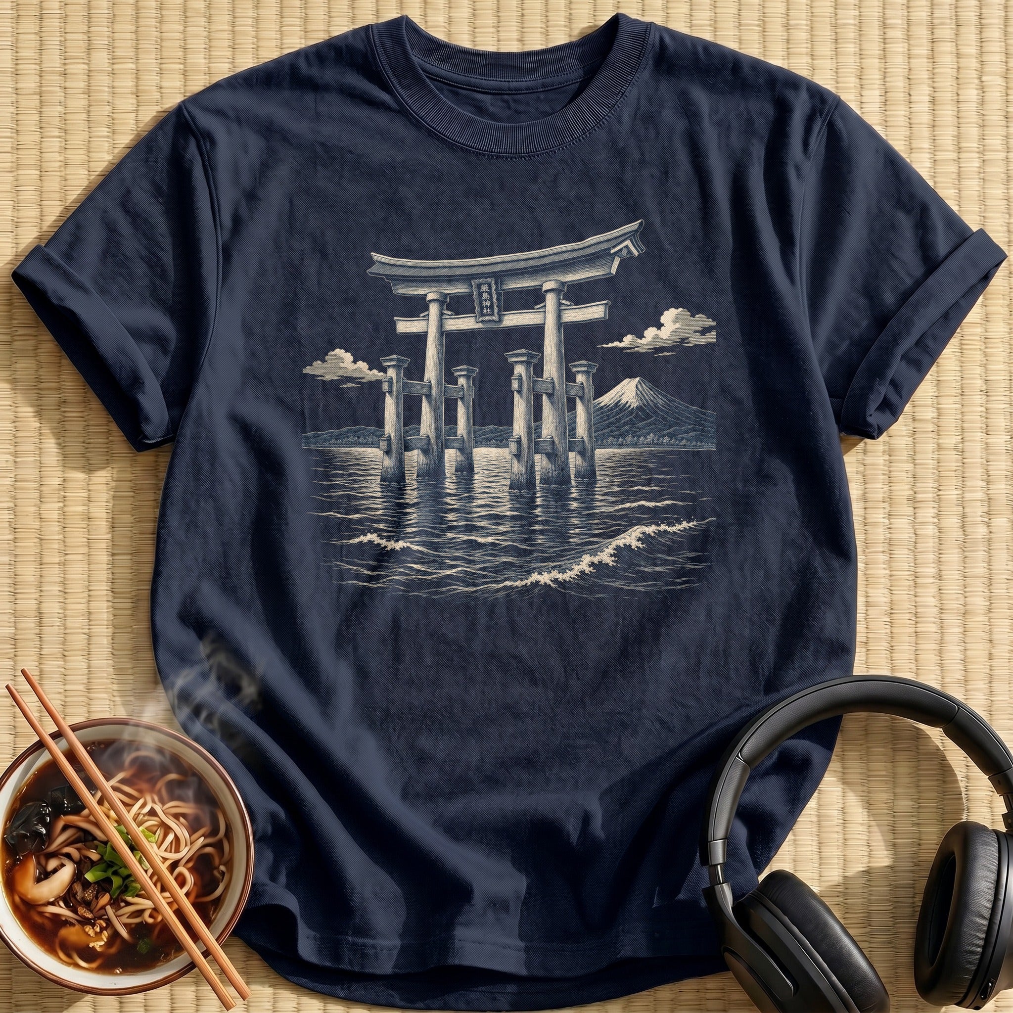 Blue Torii Gate Ocean Waves