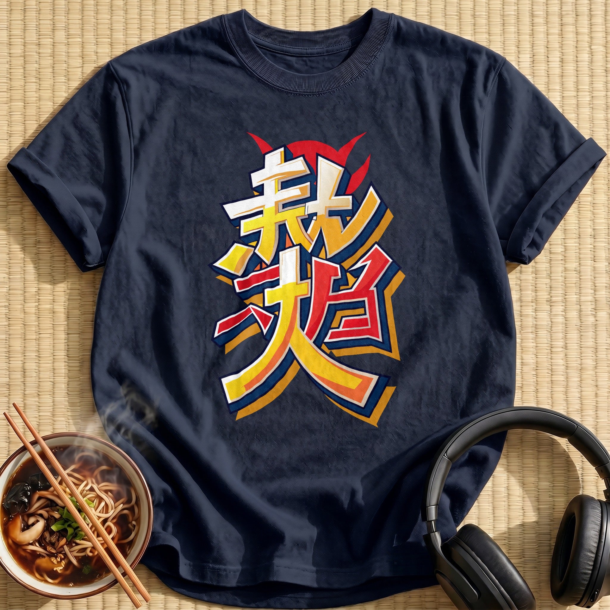 Bold Japanese Kanji Graffiti Lettering - Navy