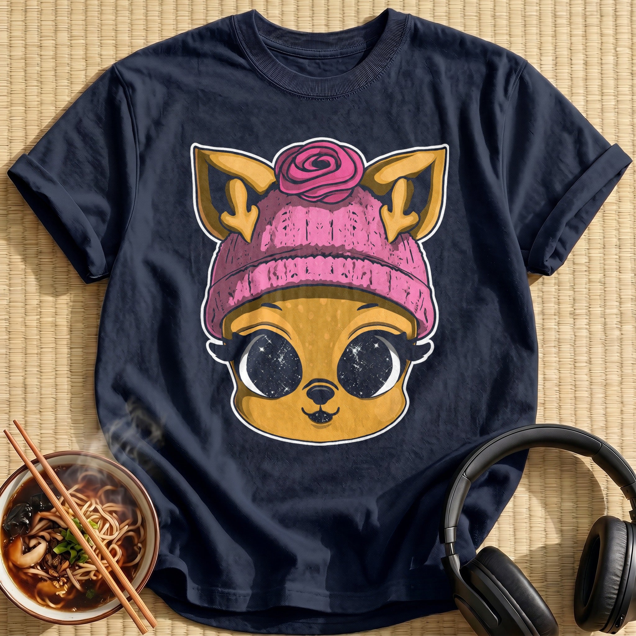 Deer Pink Rose Beanie