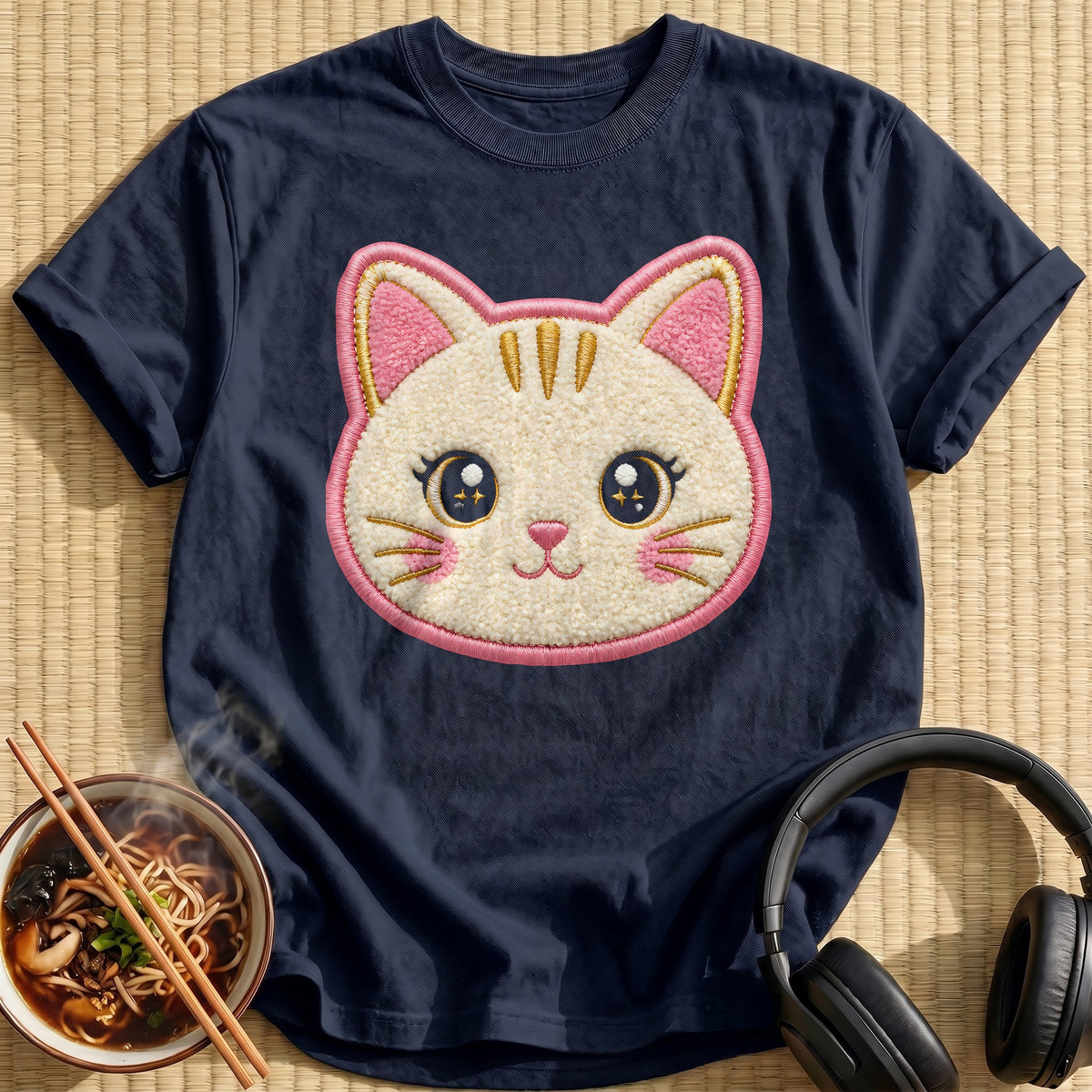 Embroidered Cat 19 - Navy