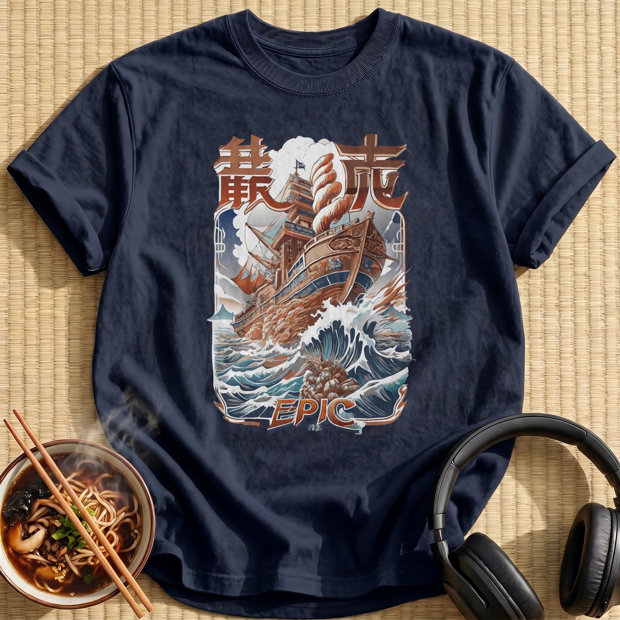 Epic Ship Riding Ocean Waves - Navy