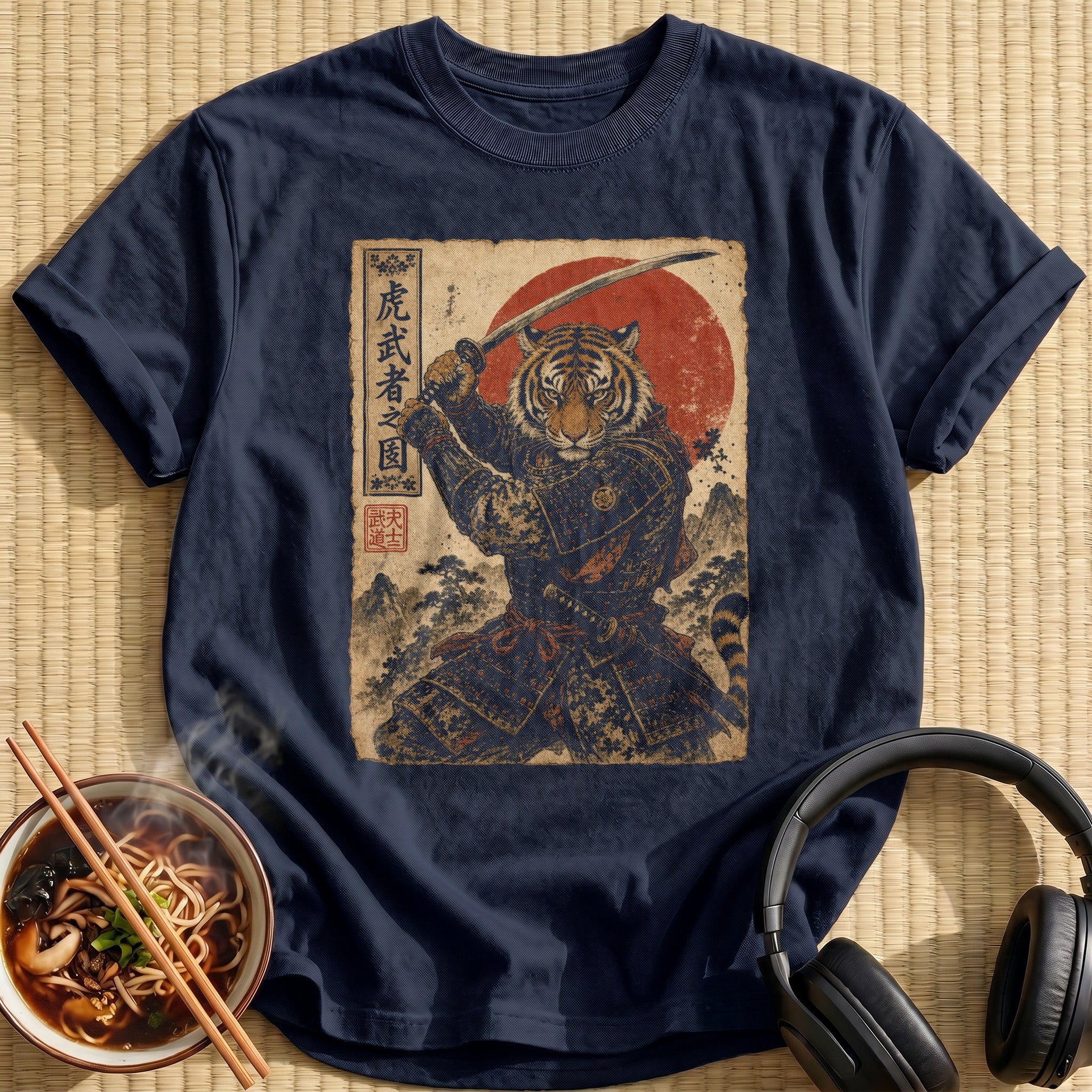 Fierce Tiger Samurai Raising Katana