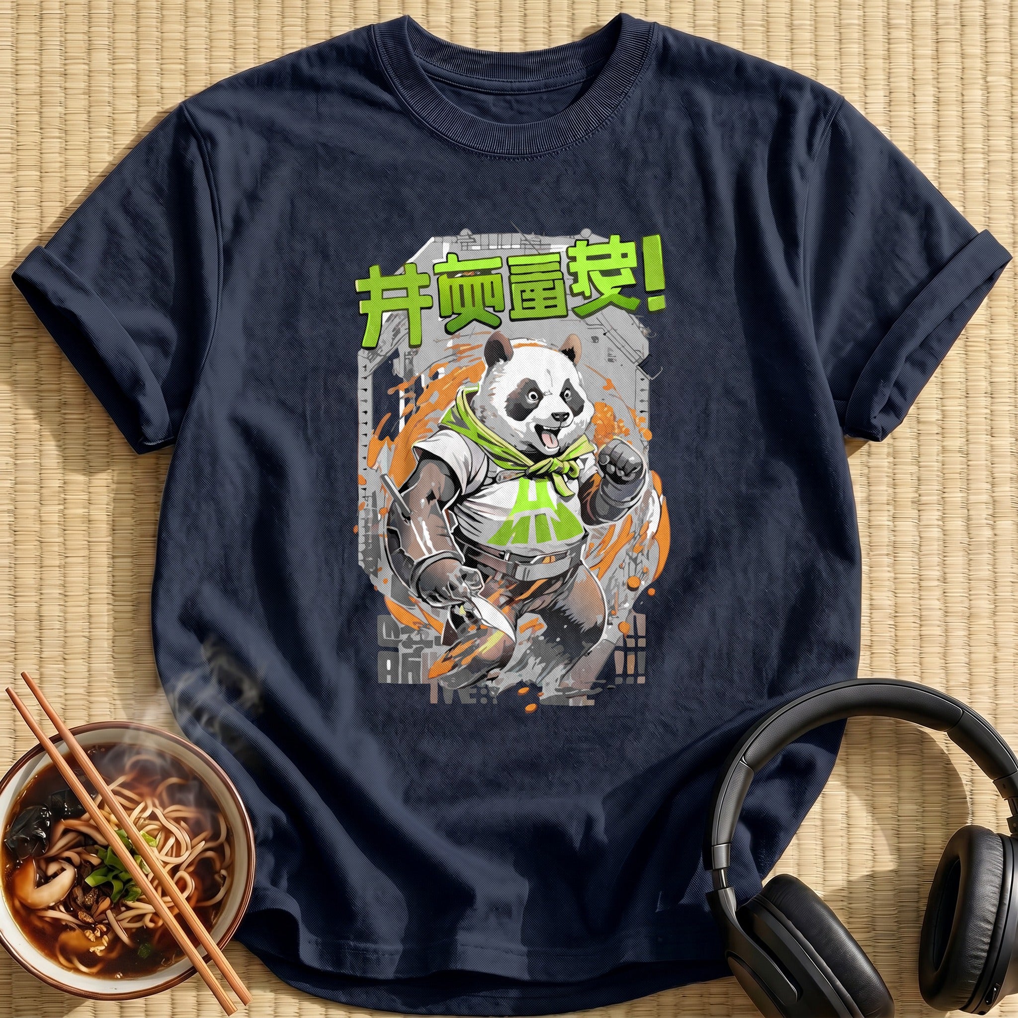 Fighting Panda Green Splash Action - Navy