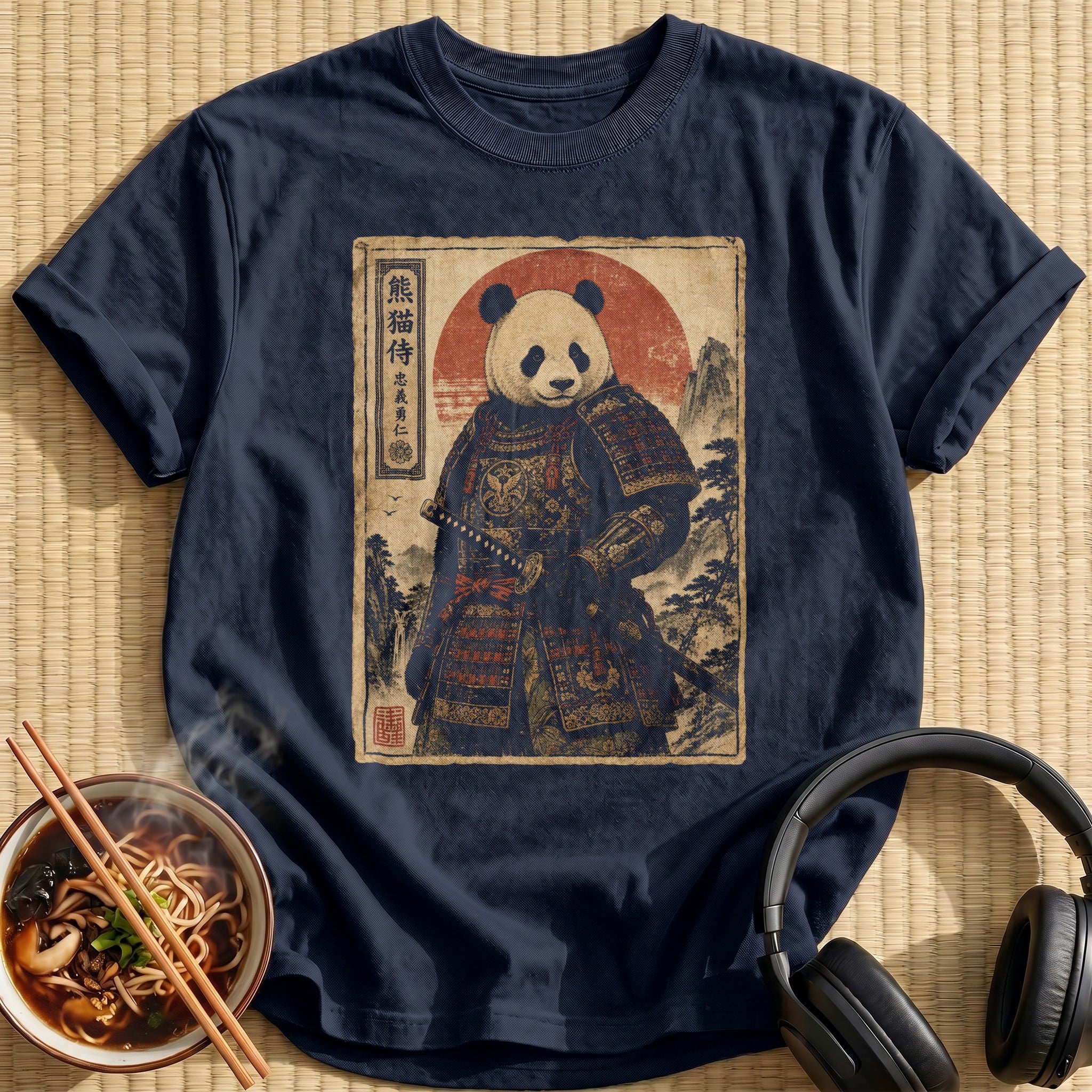 Giant Panda Samurai Red Sun