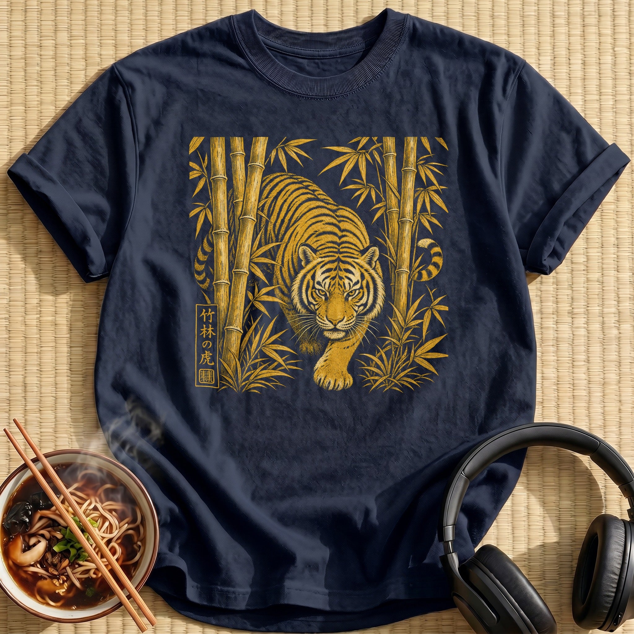 Golden Tiger Prowling Bamboo Grove