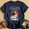 Green Ponytail Girl Eating Ramen - Navy