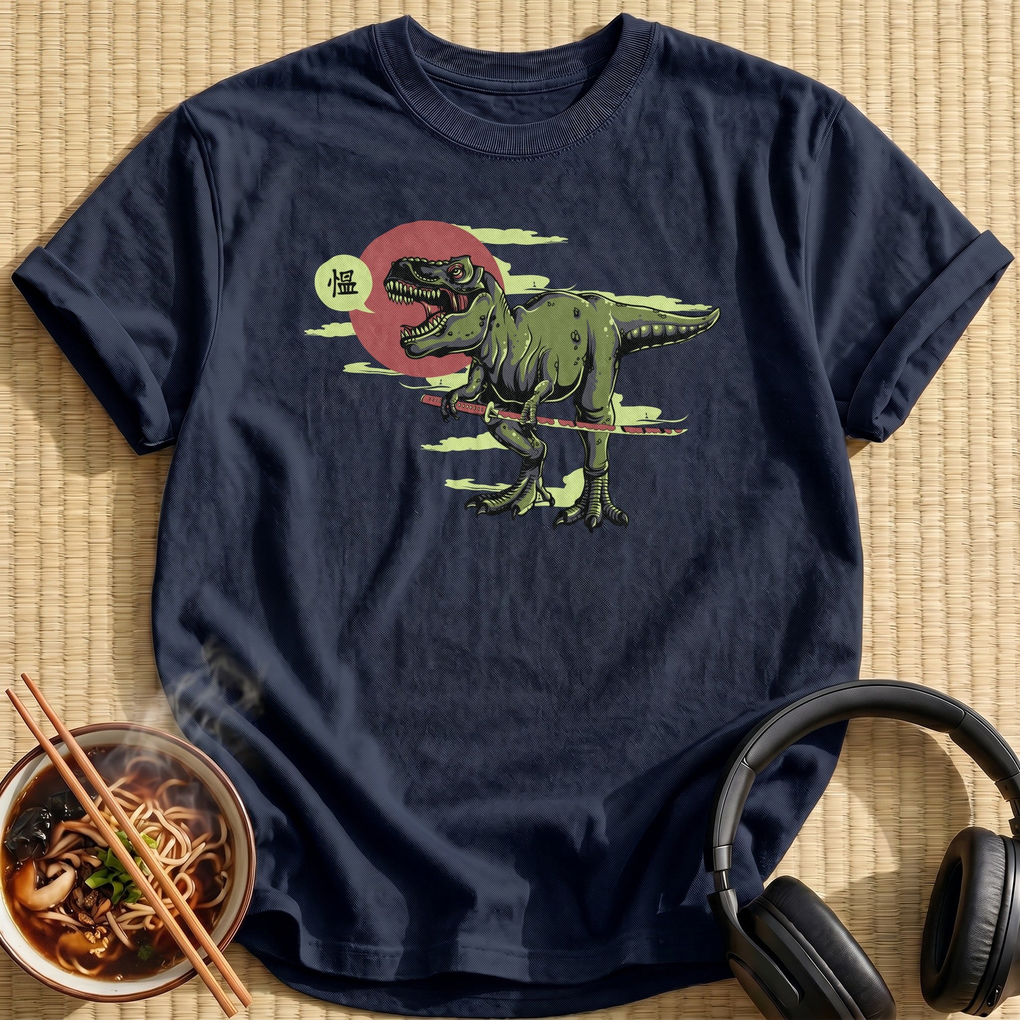 Green Samurai Tyrannosaurus Wielding Katana - Navy