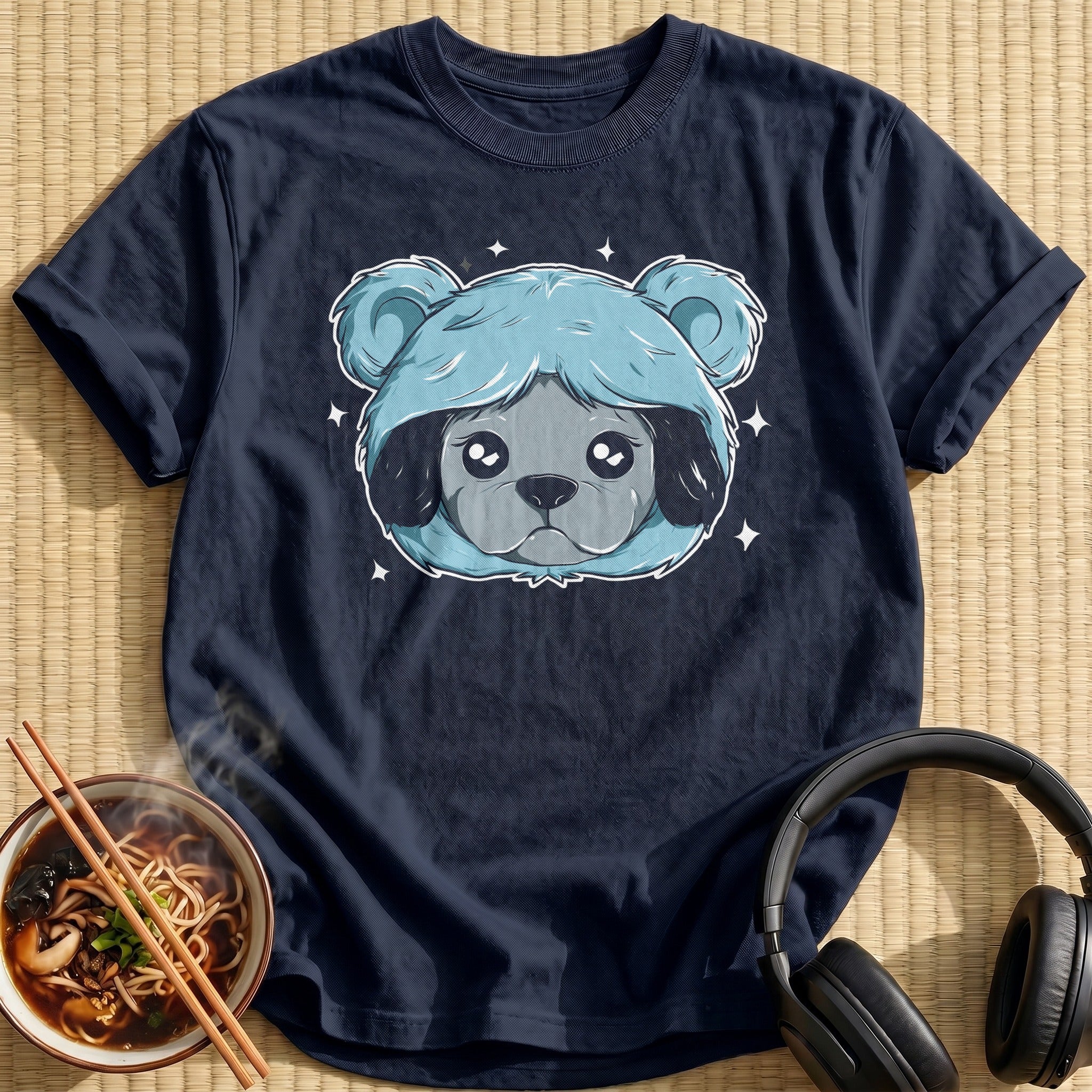 Grey Puppy Blue Hood