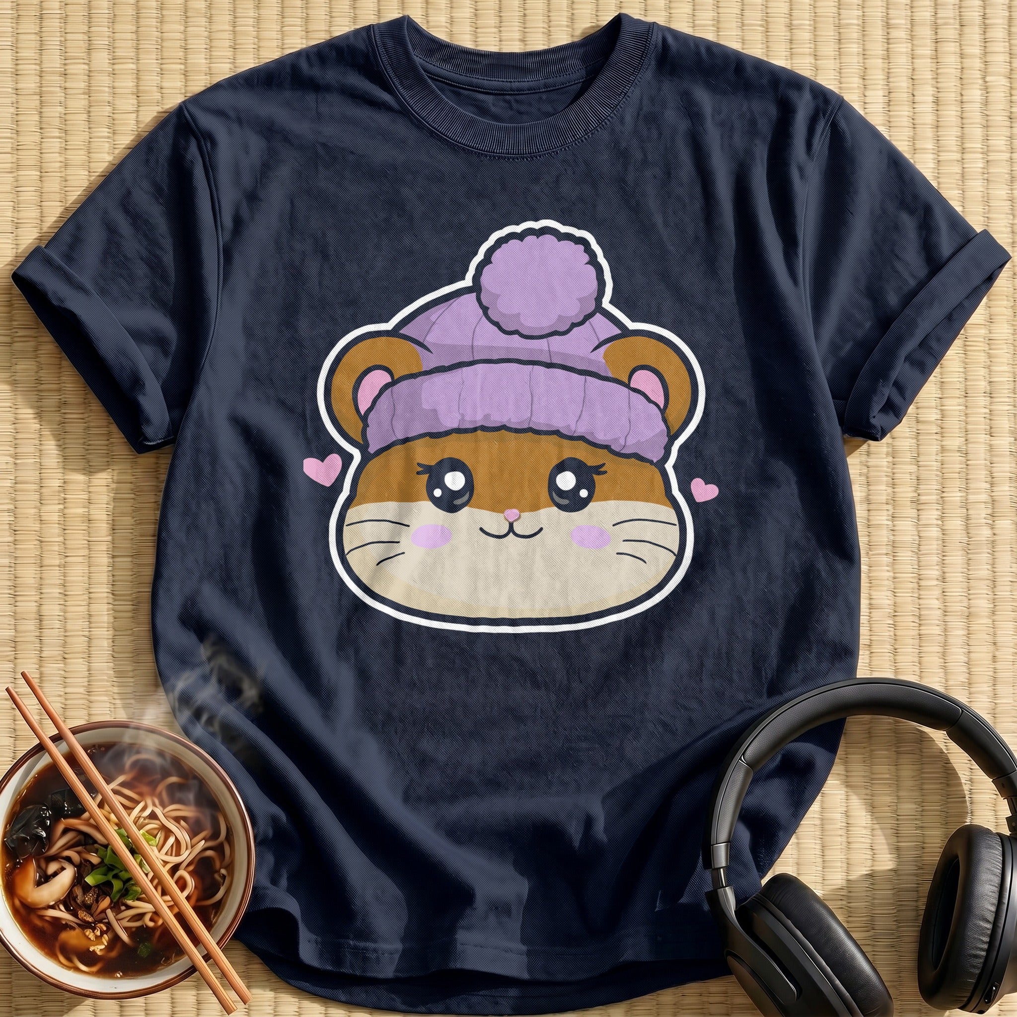Hamster Lavender Pom Beanie