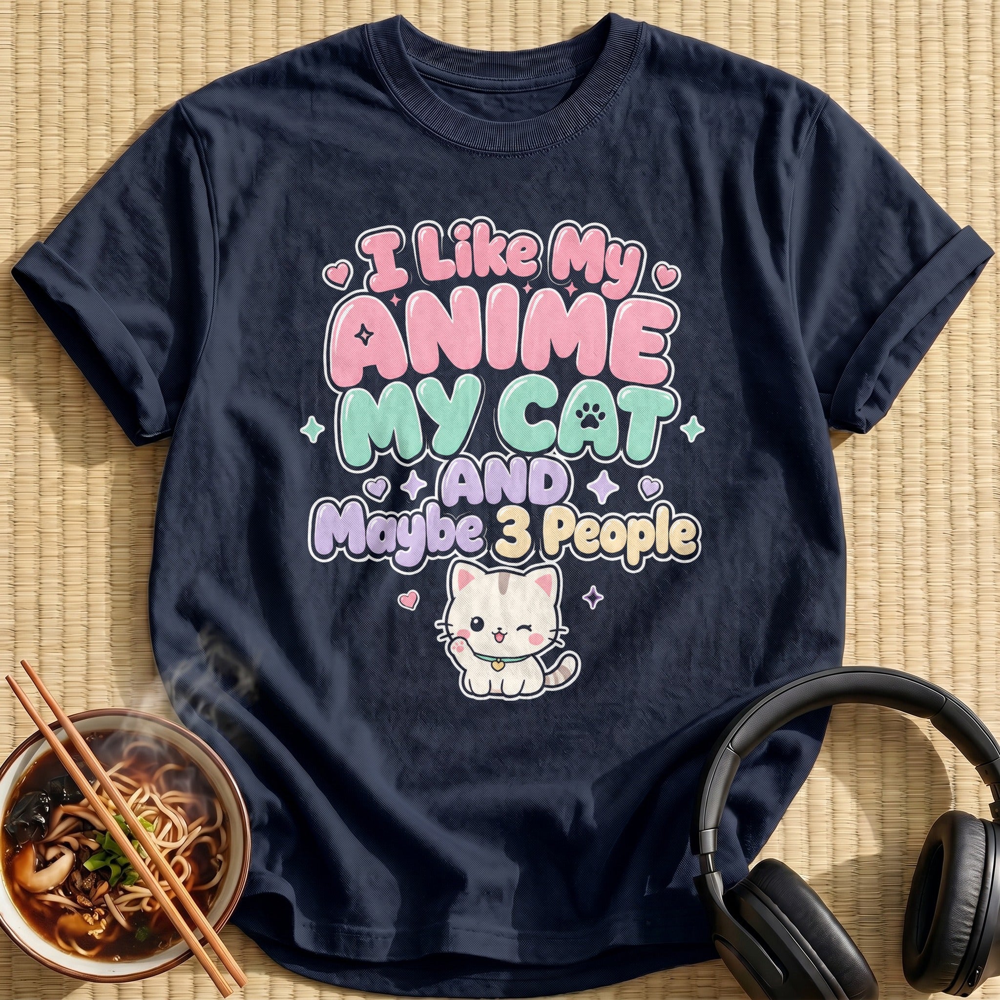 I Like My Anime My Cat And Maybe 3 People (stacked colour)
