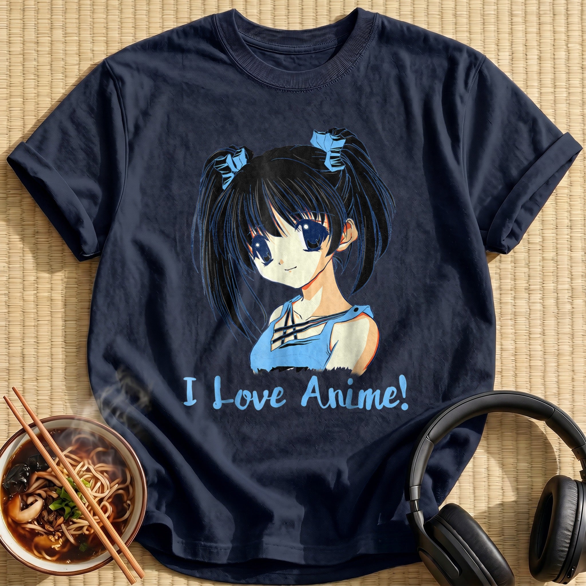 I Love Anime Twintail Girl Portrait - Navy