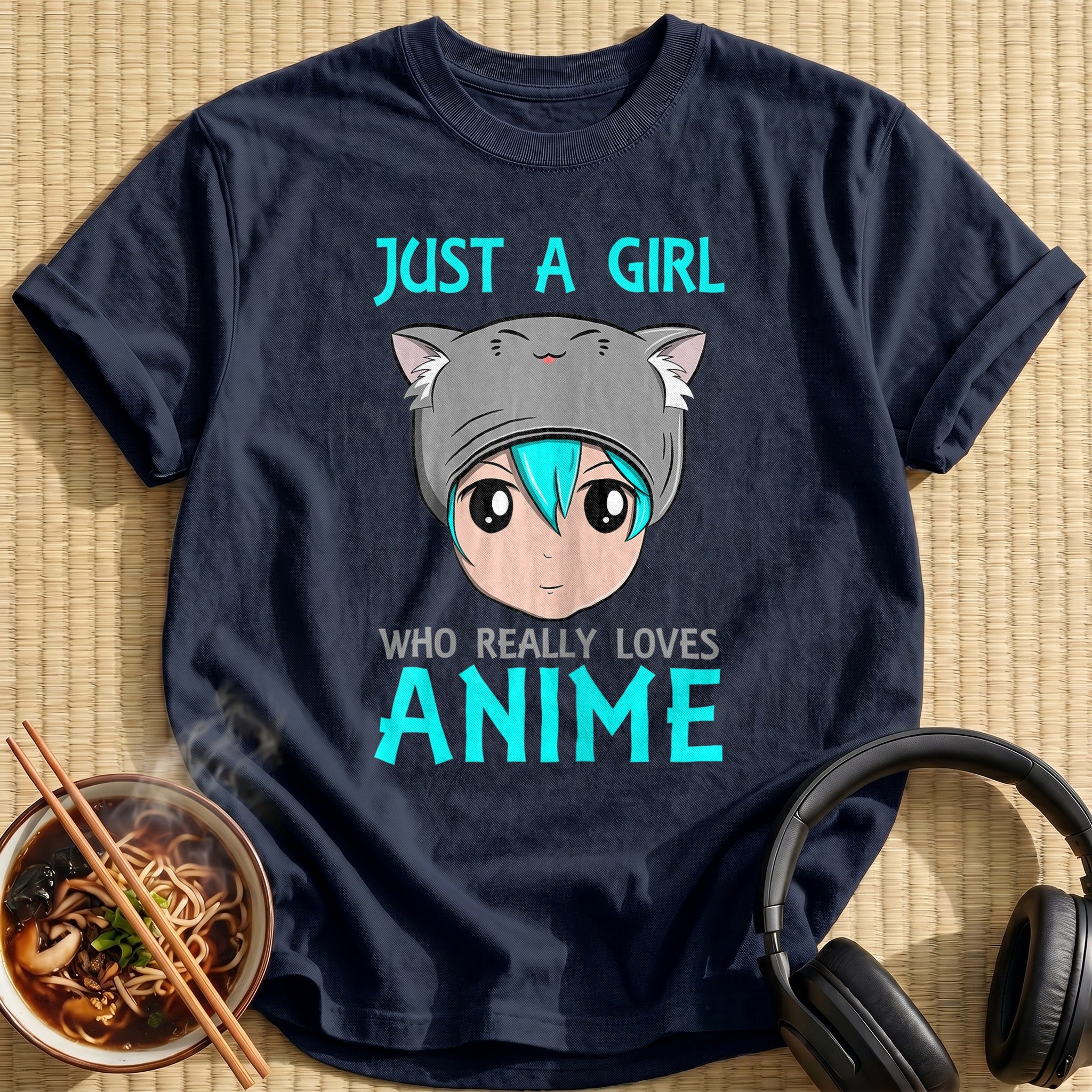 Just A Girl Loves Anime Kitty - Navy