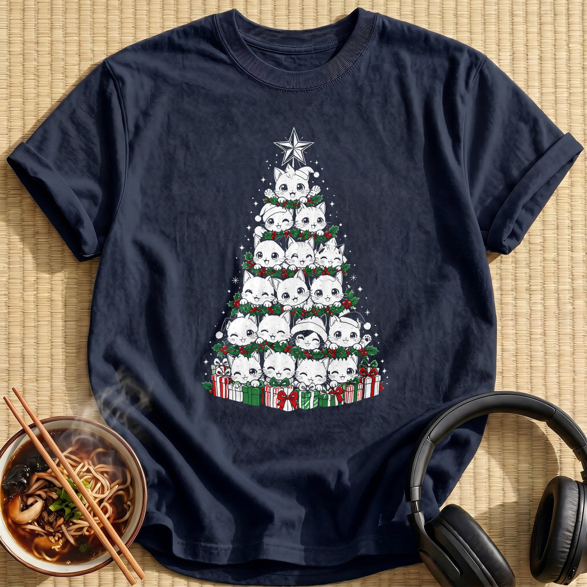 Kitten Christmas Tree 17 - Navy