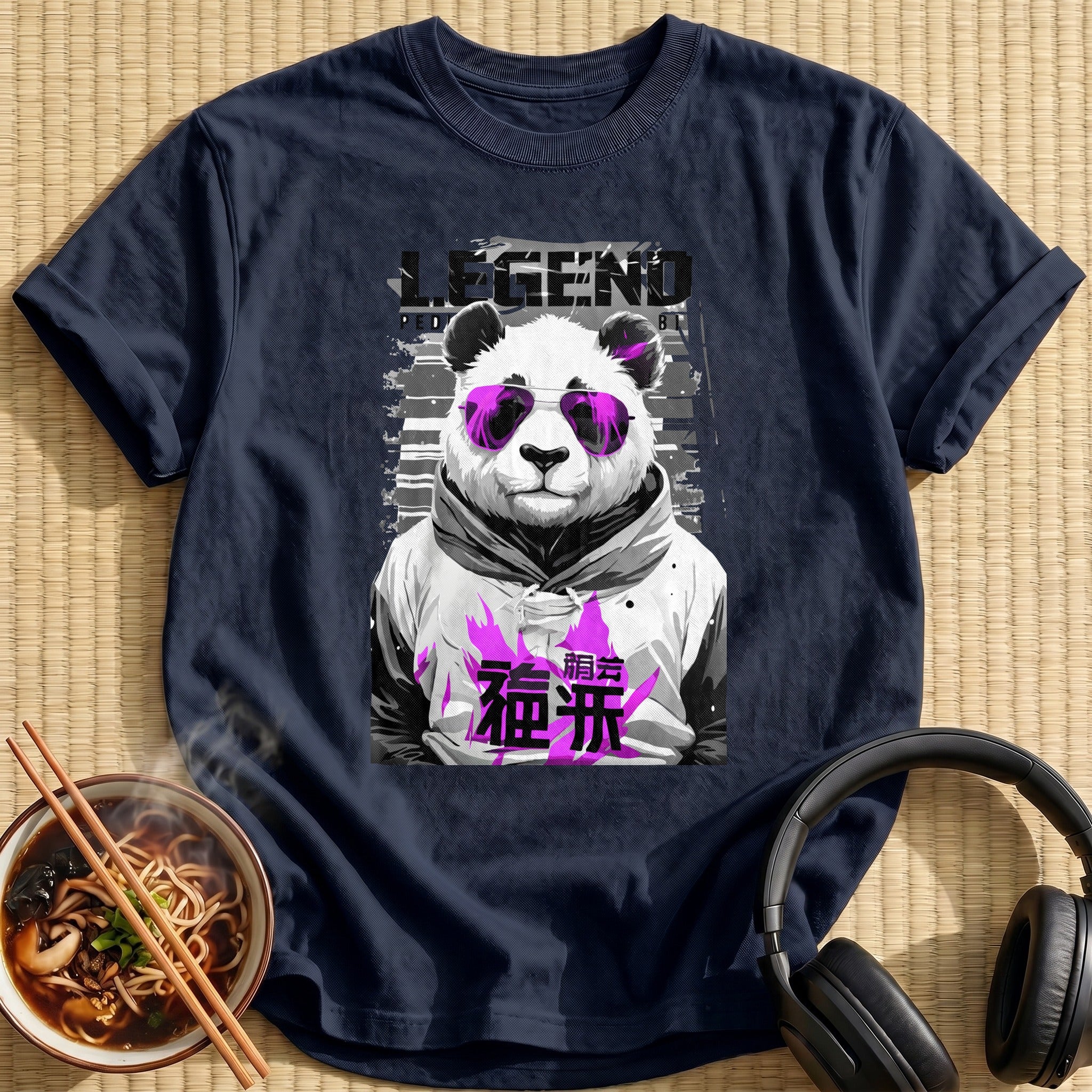 Legend Panda Wearing Purple Sunglasses - Navy