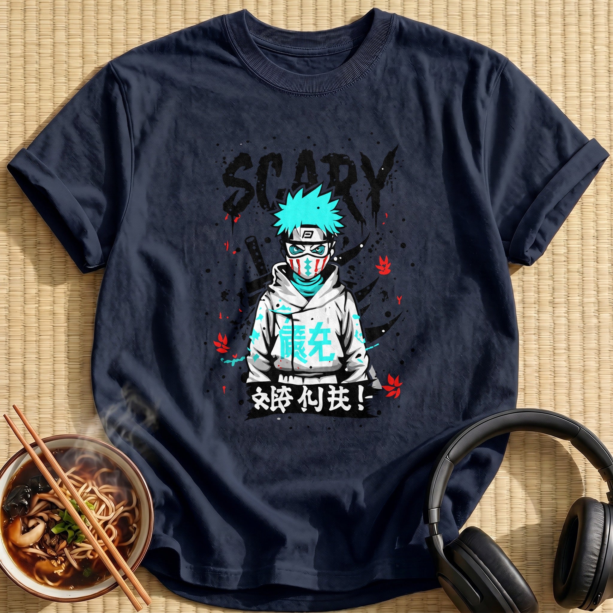 Masked Ninja Boy Scary Graffiti - Navy