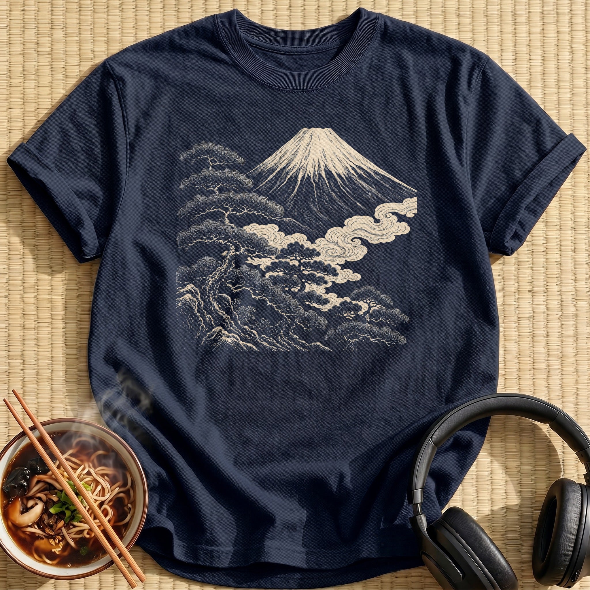 Mount Fuji Pine Swirling Clouds