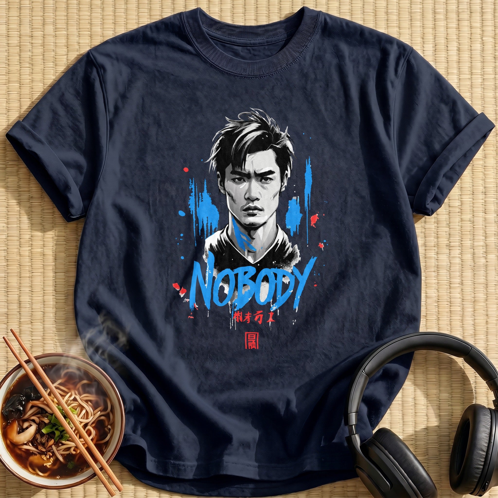 Nobody Brooding Anime Man Portrait - Navy