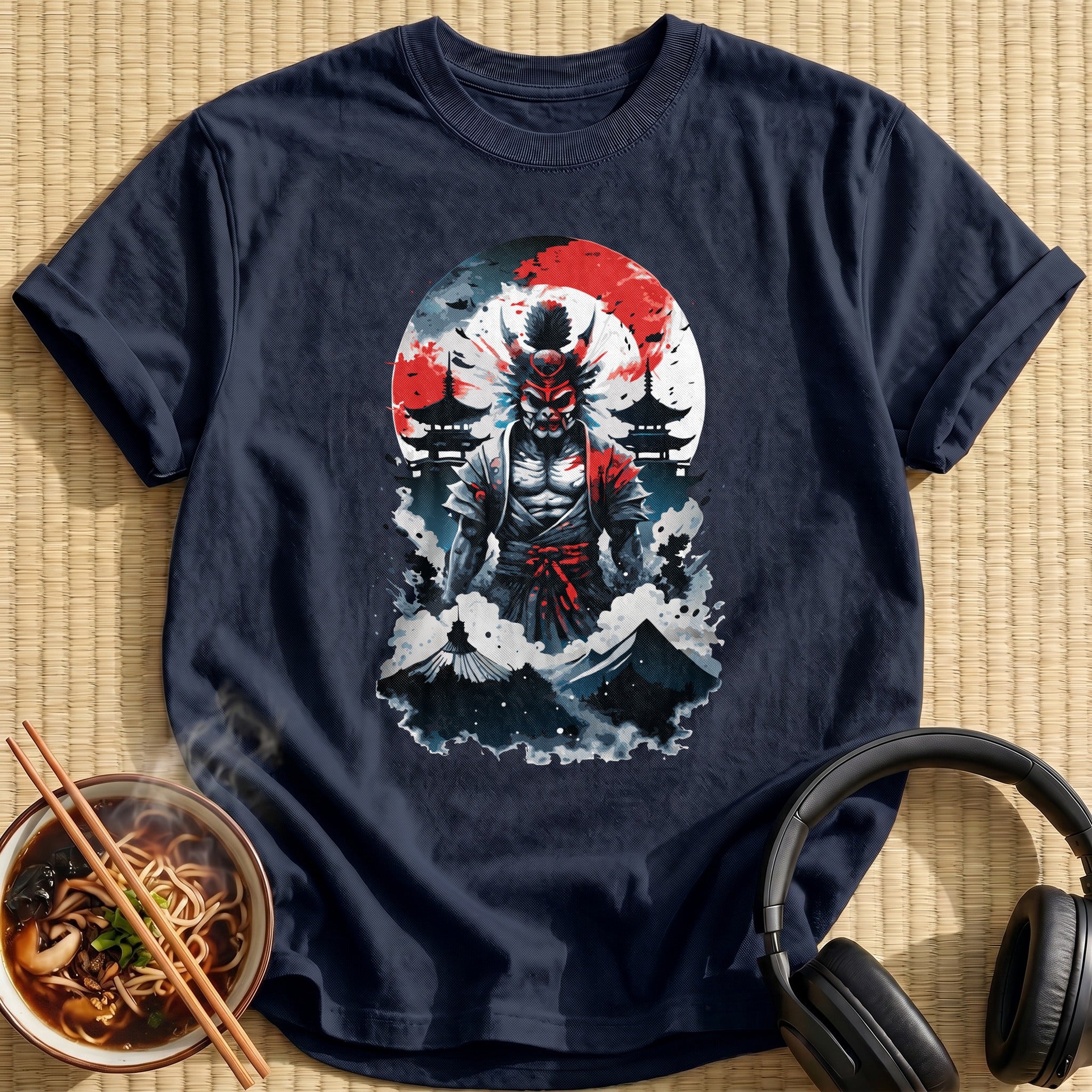Oni Demon Samurai Red Moon - Navy