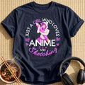 Purple Hair Girl Holding Giant Pencil - Navy