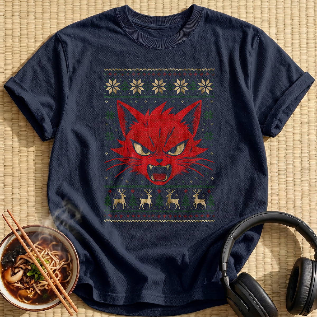 Red Anime Cat Sweater 47 - Navy