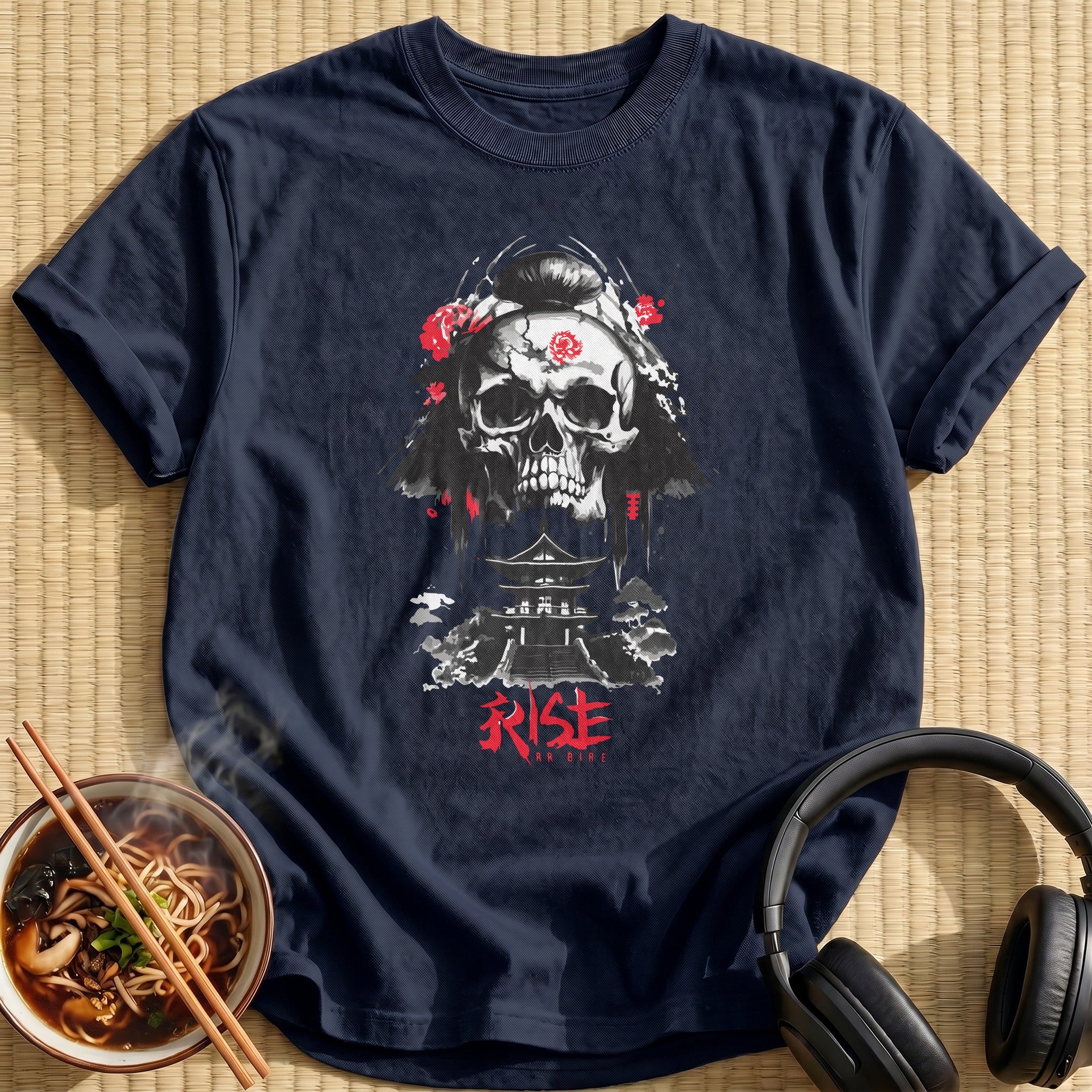 Rise Samurai Skull Temple Ink - Navy
