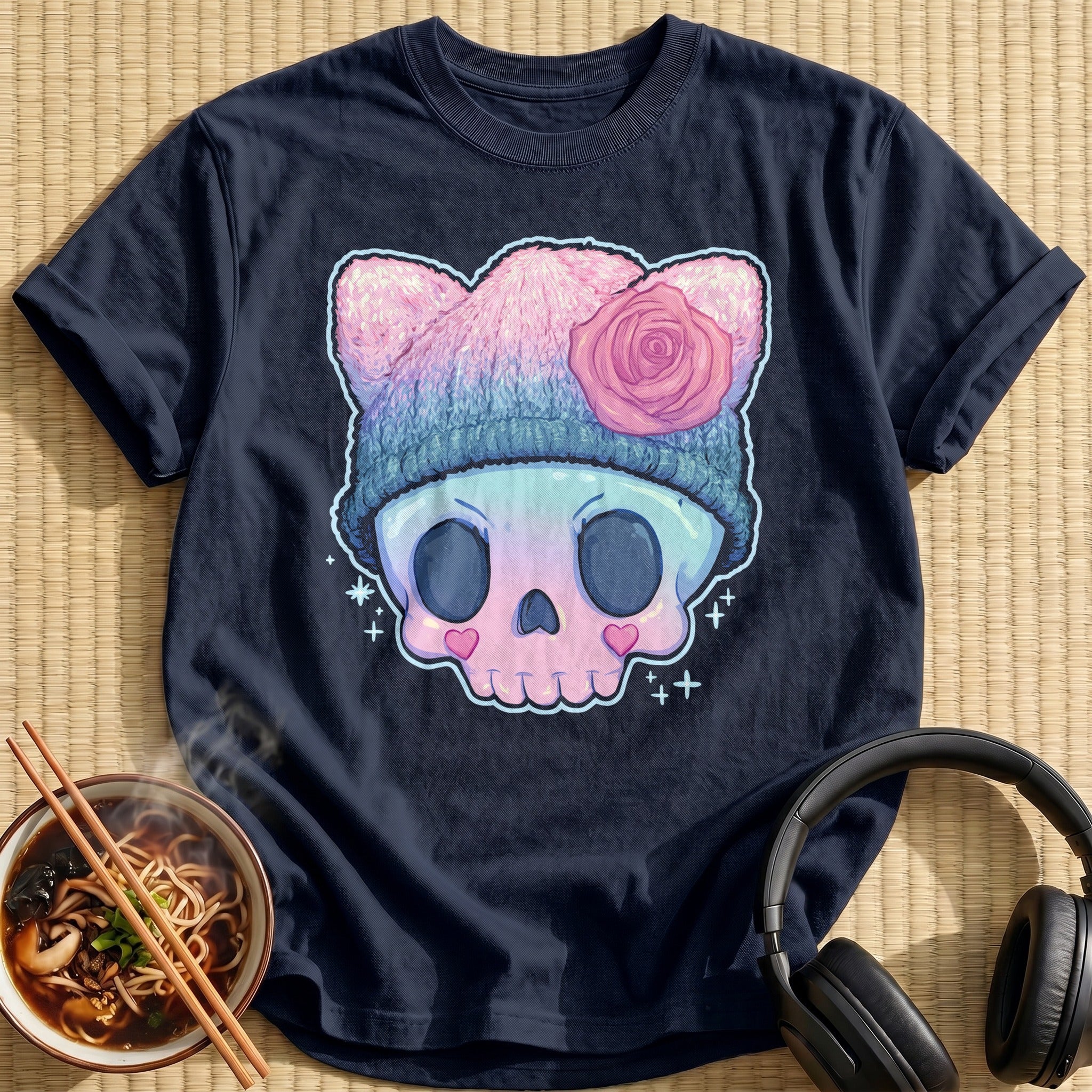 Rose Cat Beanie Skull