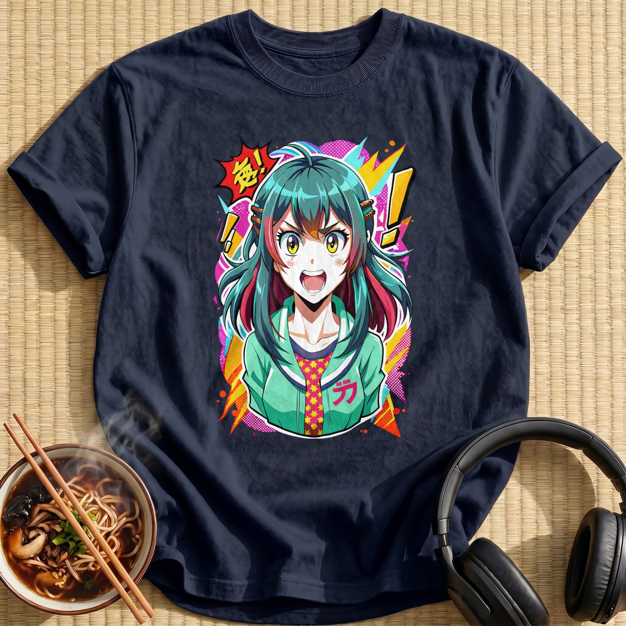 Shouting Teal Haired Anime Girl - Navy
