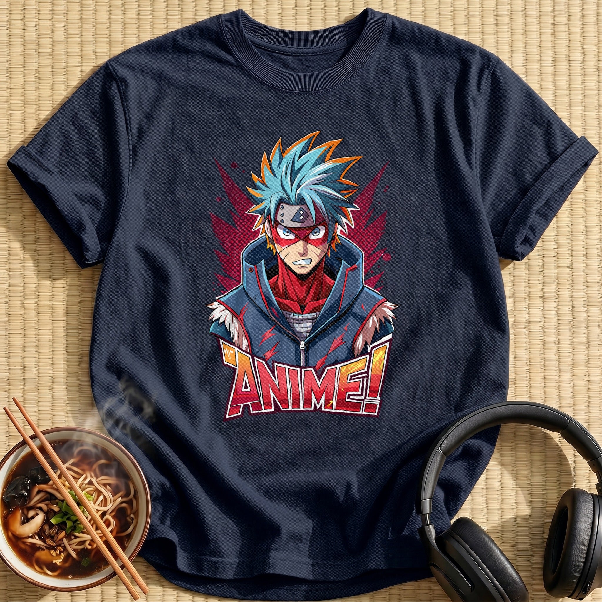 Spiky Blue Haired Anime Hero - Navy
