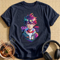 Spiky Haired Anime Boy Portrait - Navy