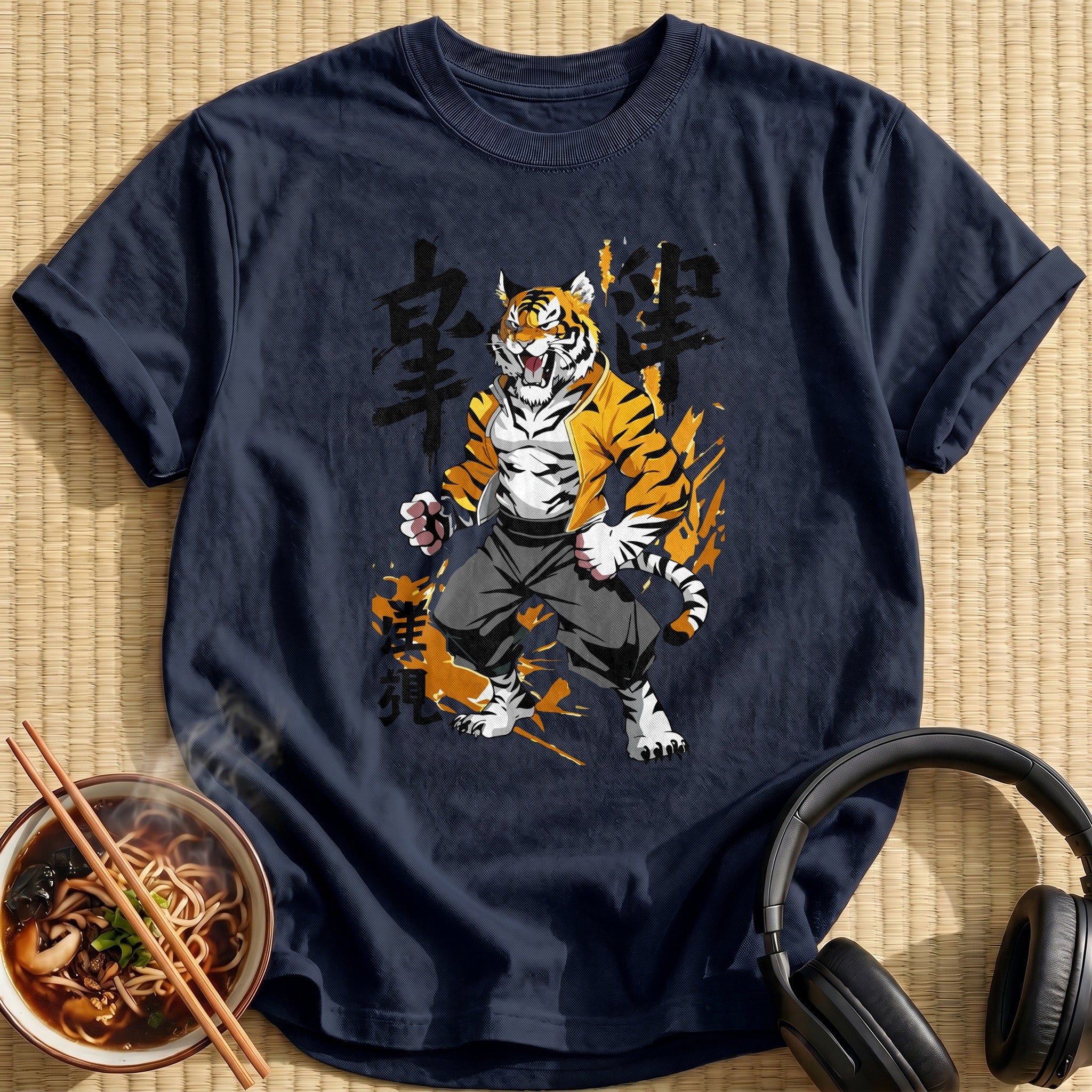 Strong Muscular Tiger Fighter Stance - Navy