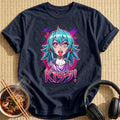 Teal Hair Anime Girl Kiss - Navy