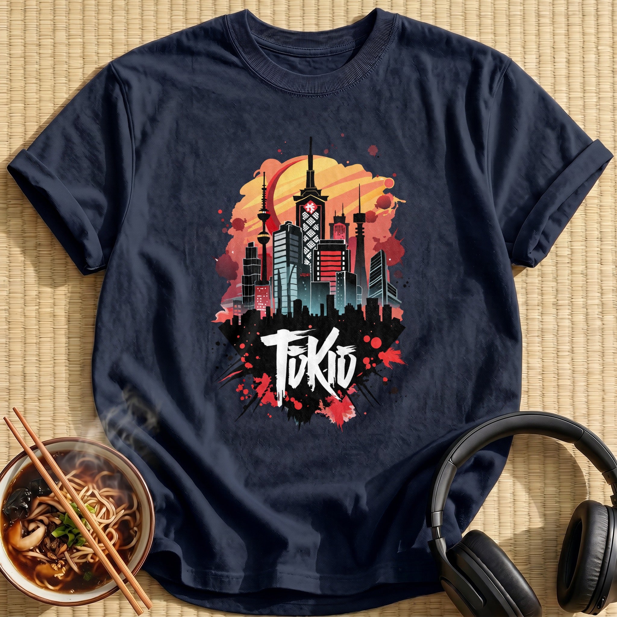 Tokio Sunset City Skyline Skyscrapers - Navy