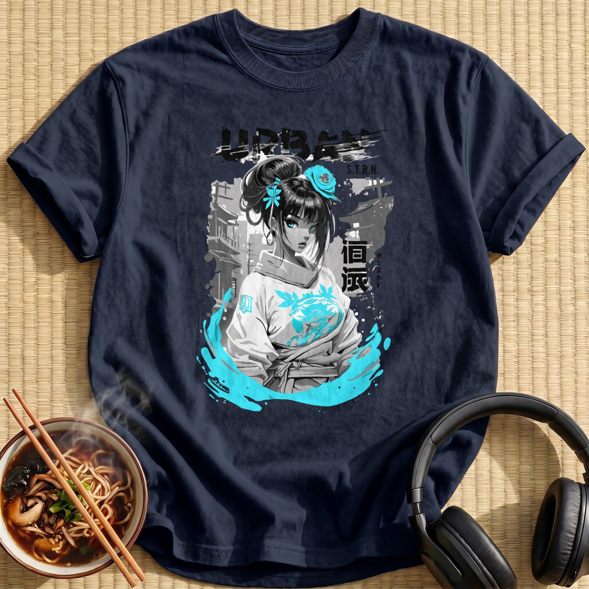Urban Streetwear Anime Girl Cyan - Navy