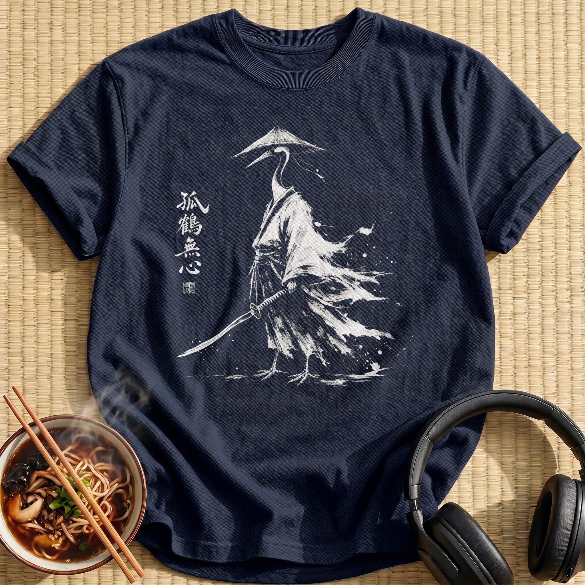 White Ink Crane Ronin Swordsman