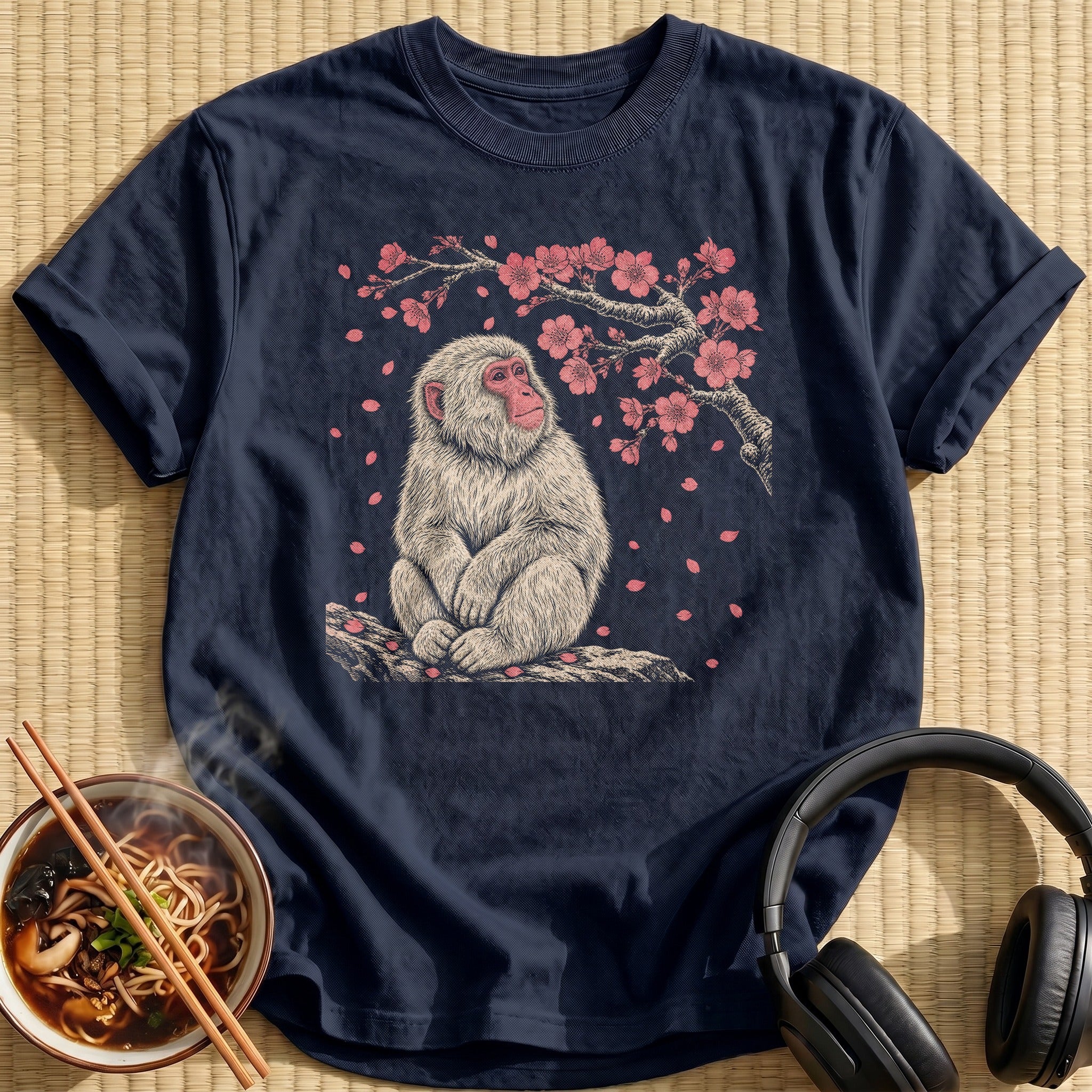White Snow Monkey Cherry Blossoms