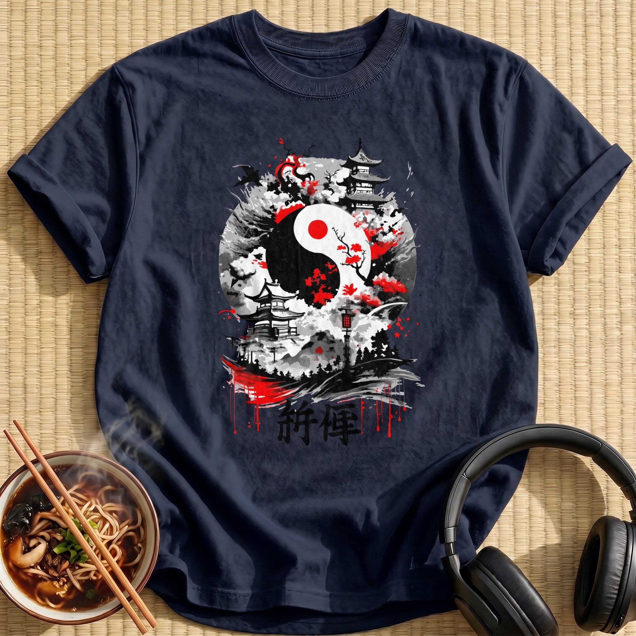 Yin Yang Pagoda Cherry Blossom - Navy