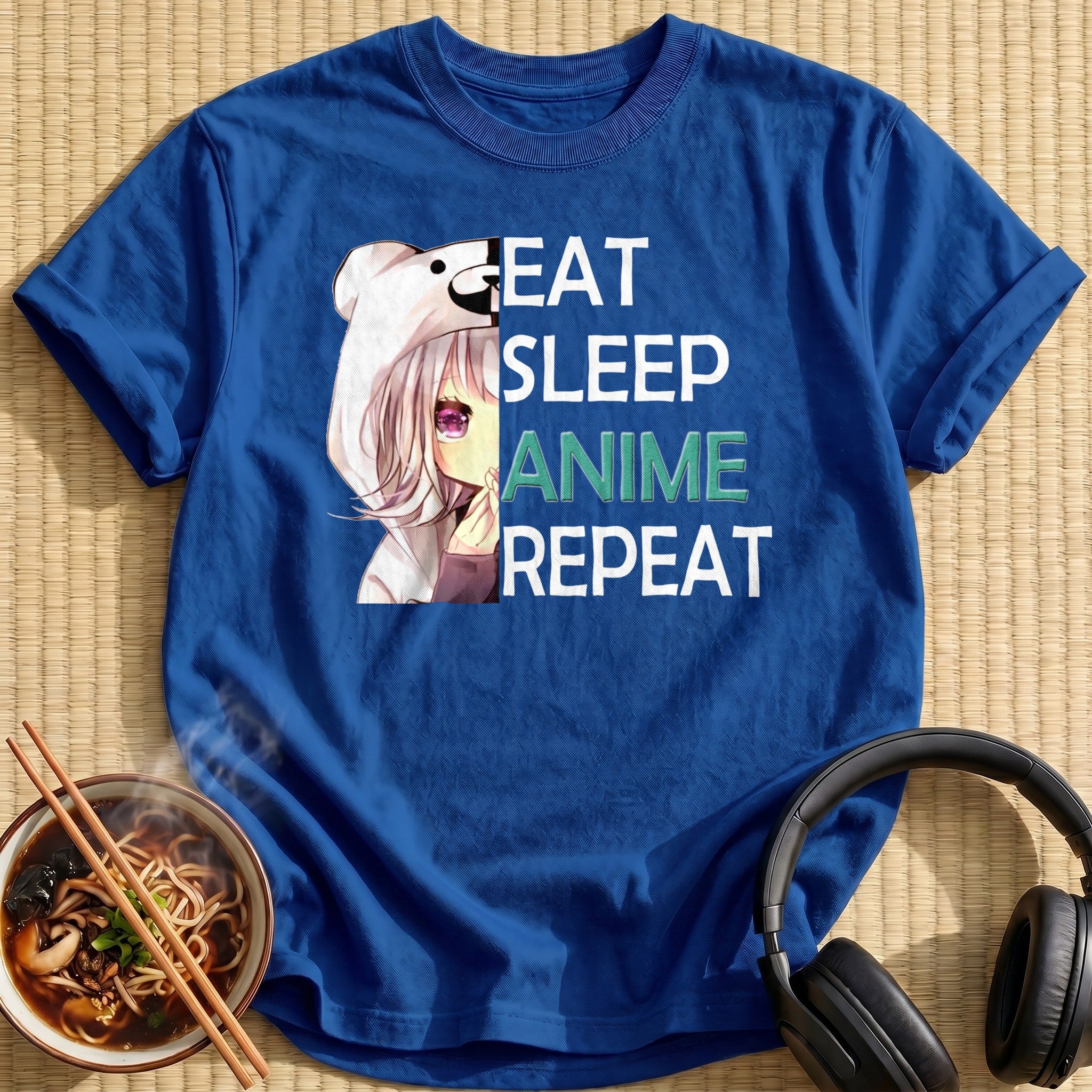 Bear Hoodie Girl Anime Text - Royal