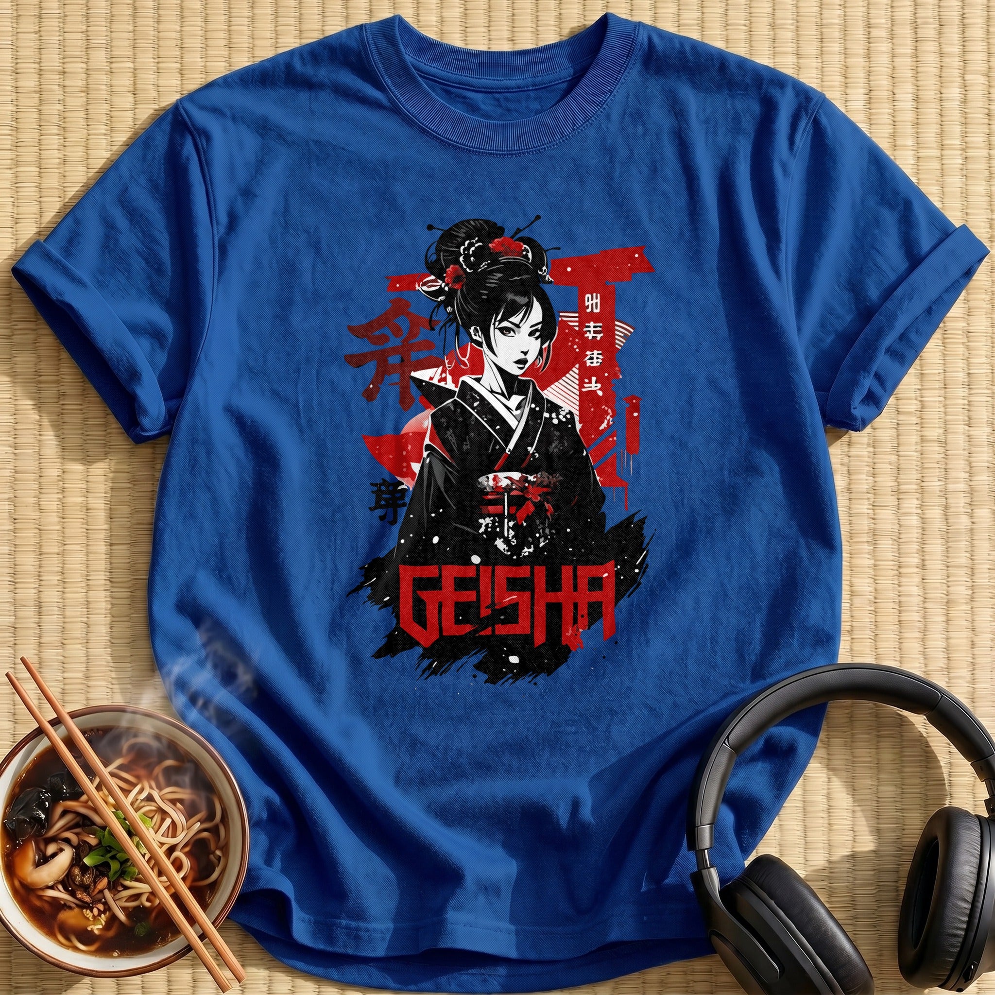 Black Red Geisha Kimono Portrait - Royal