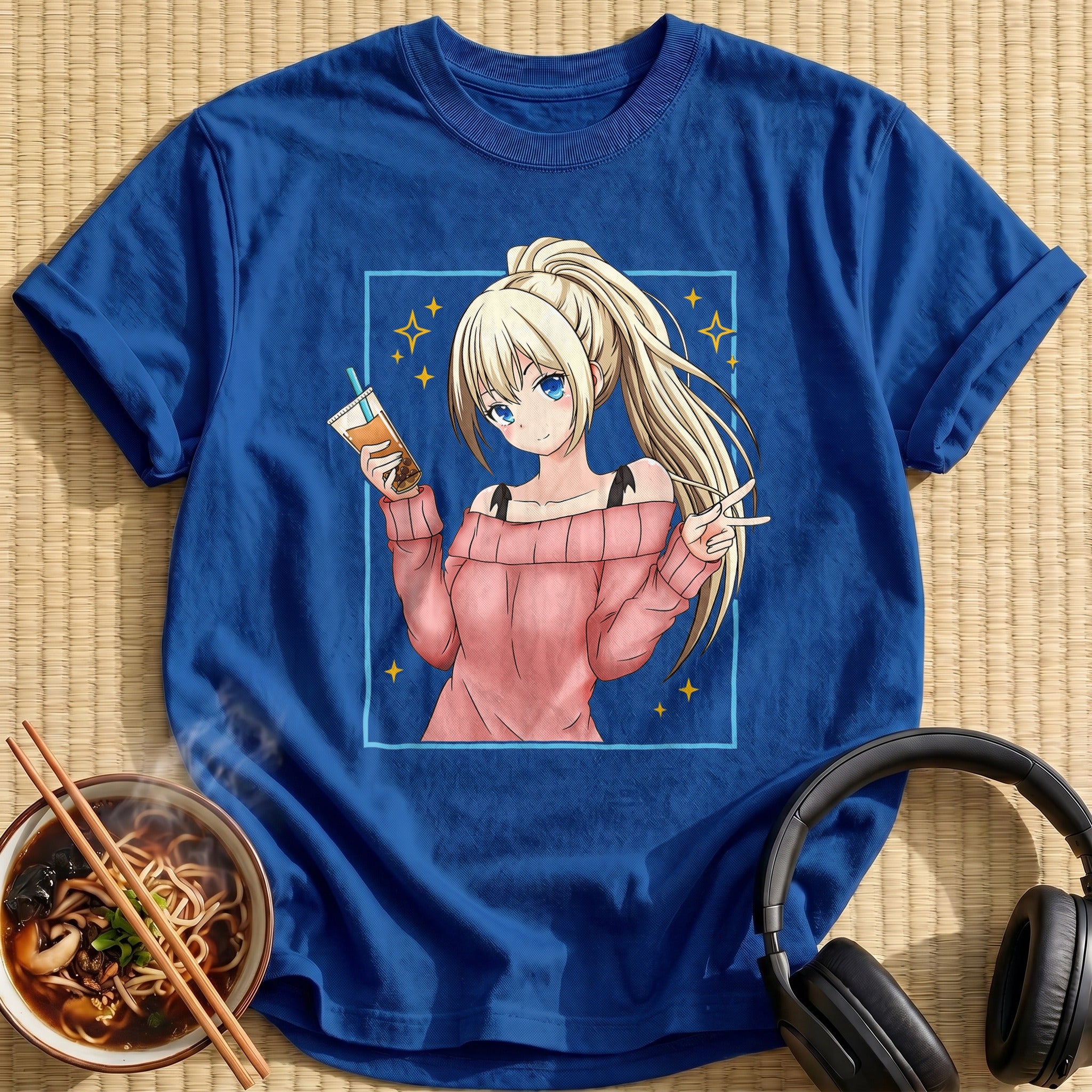 Blonde Anime Girl Bubble Tea - Royal