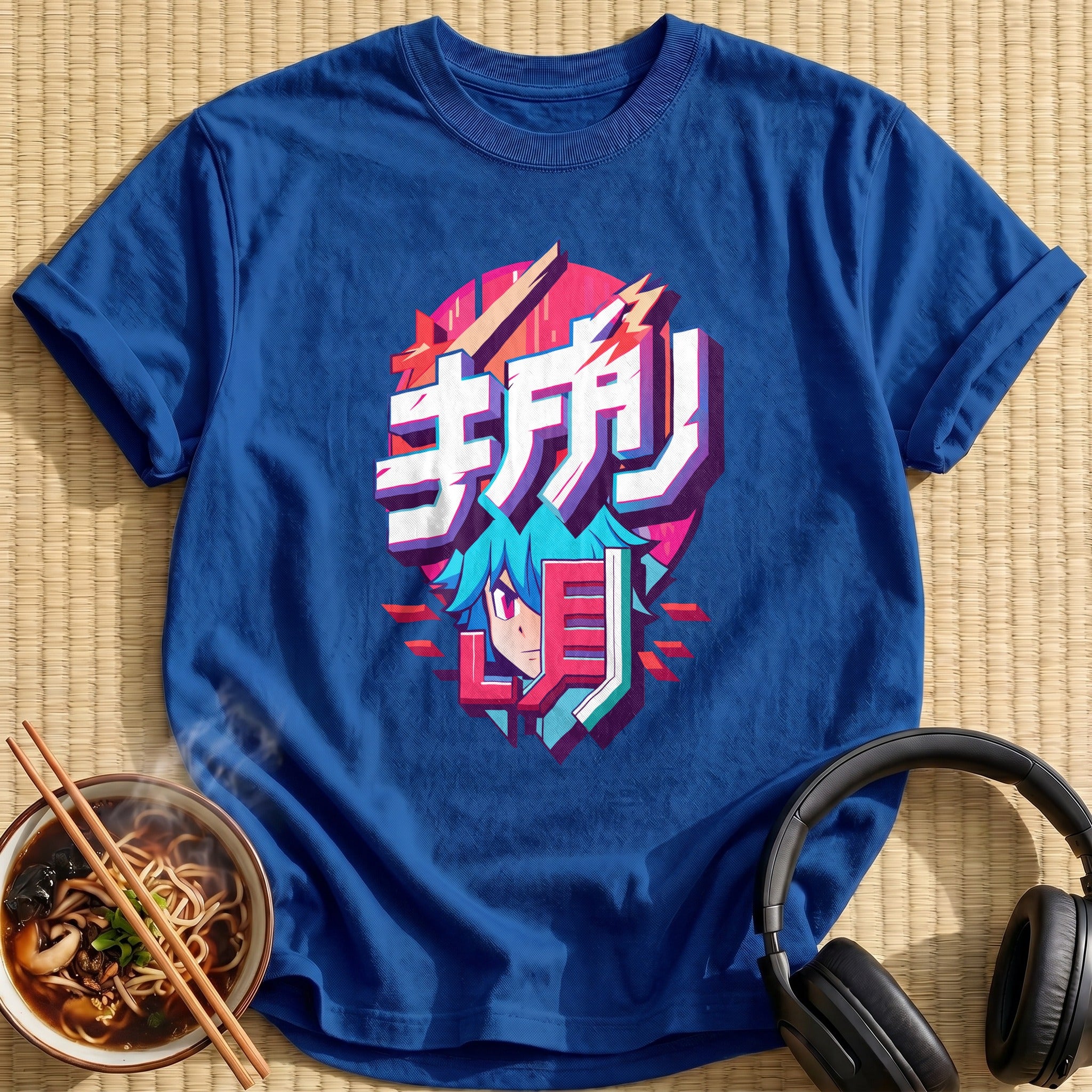 Blue Haired Anime Boy Typography - Royal