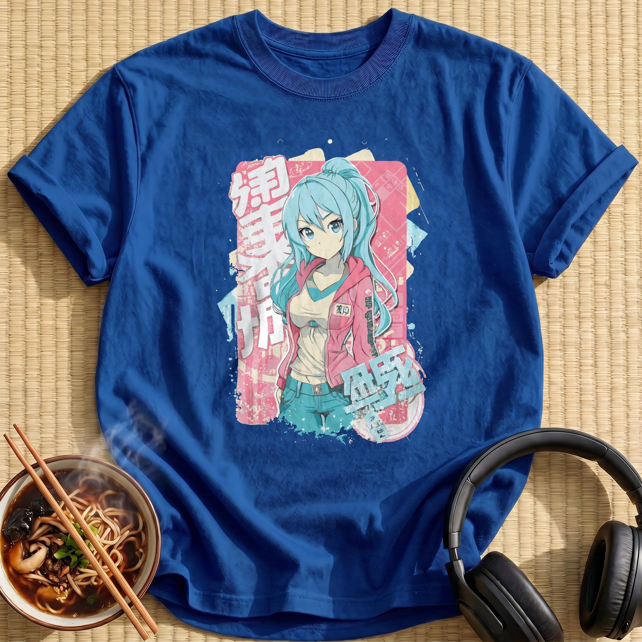 Blue Haired Girl Pink Jacket - Royal