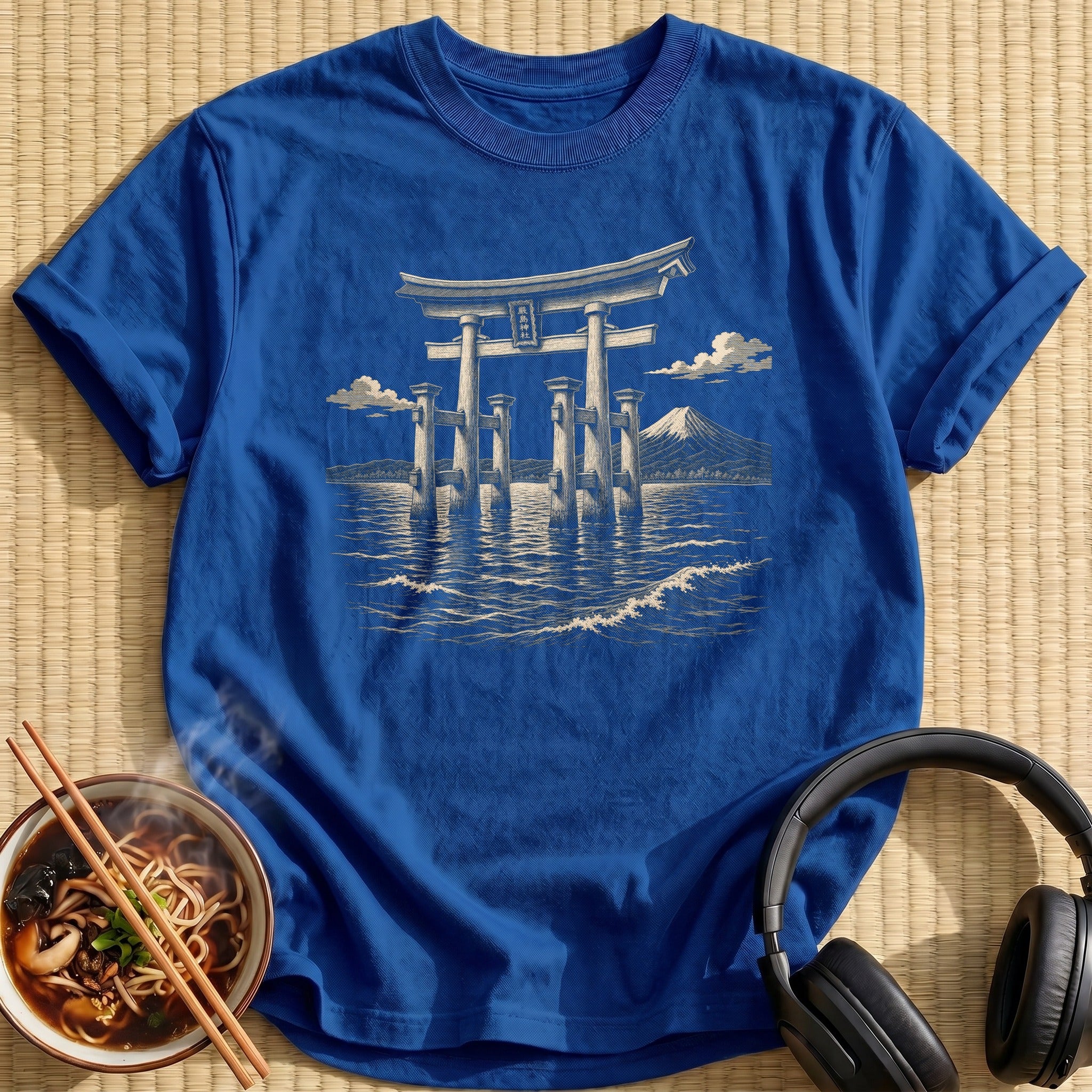 Blue Torii Gate Ocean Waves