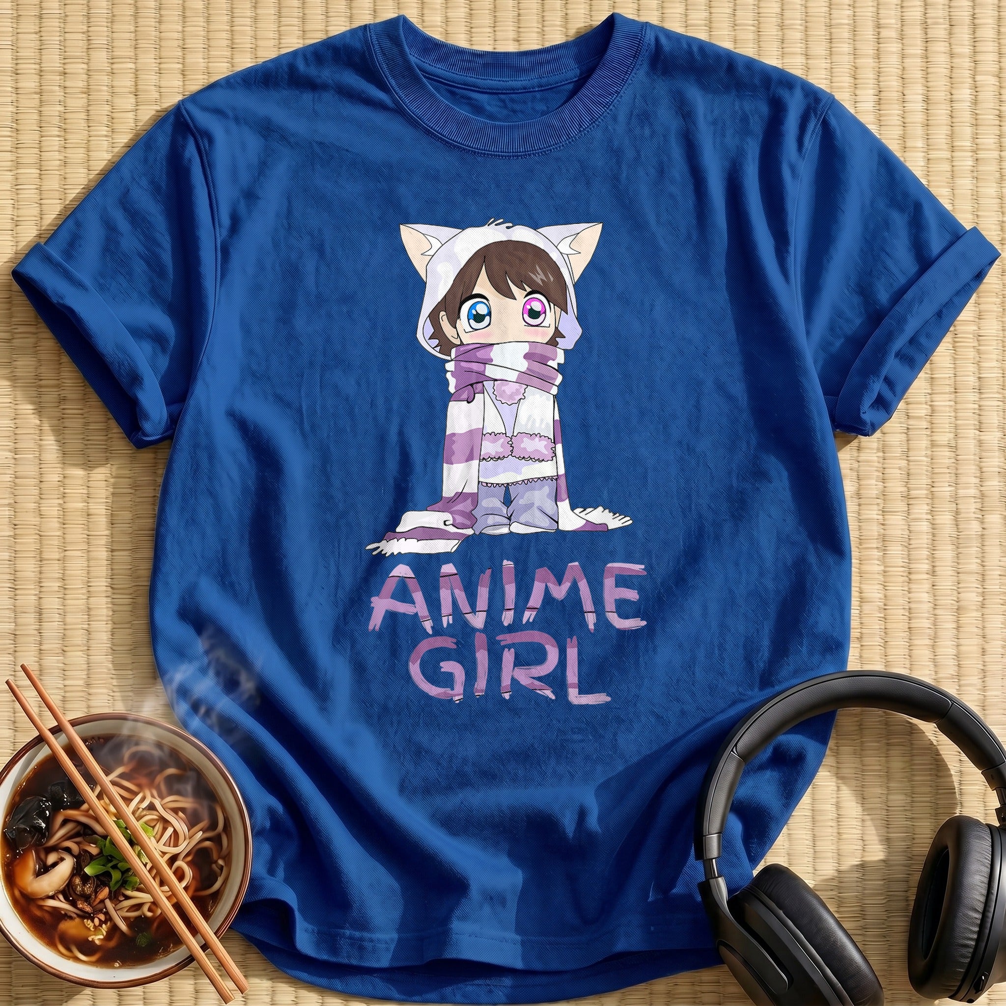 Cute Chibi Girl Kitty Hoodie - Royal