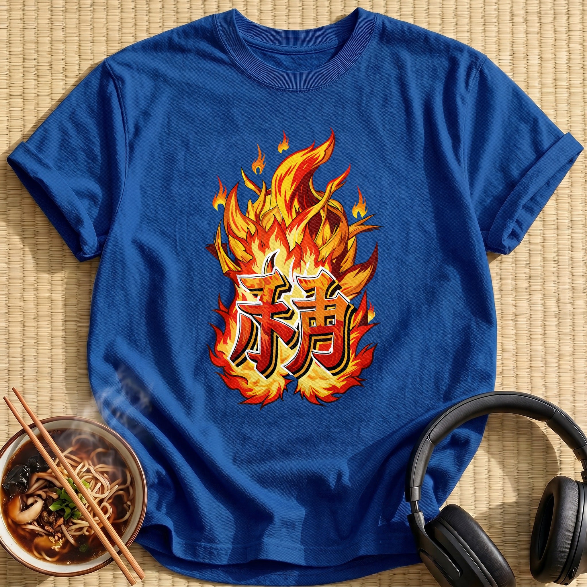 Fiery Japanese Kanji Flame Lettering - Royal
