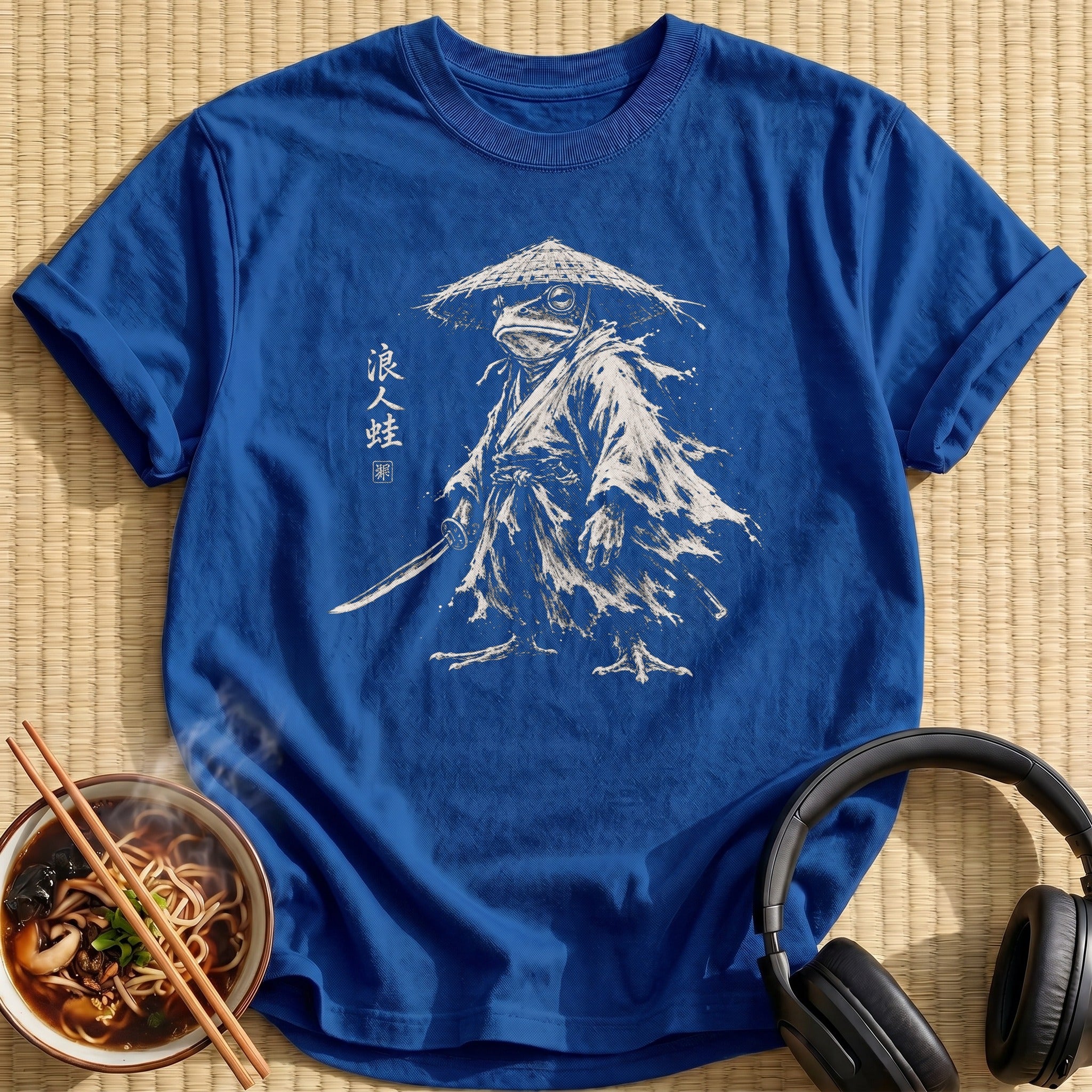 Frog Ronin Brushstroke Monochrome Warrior